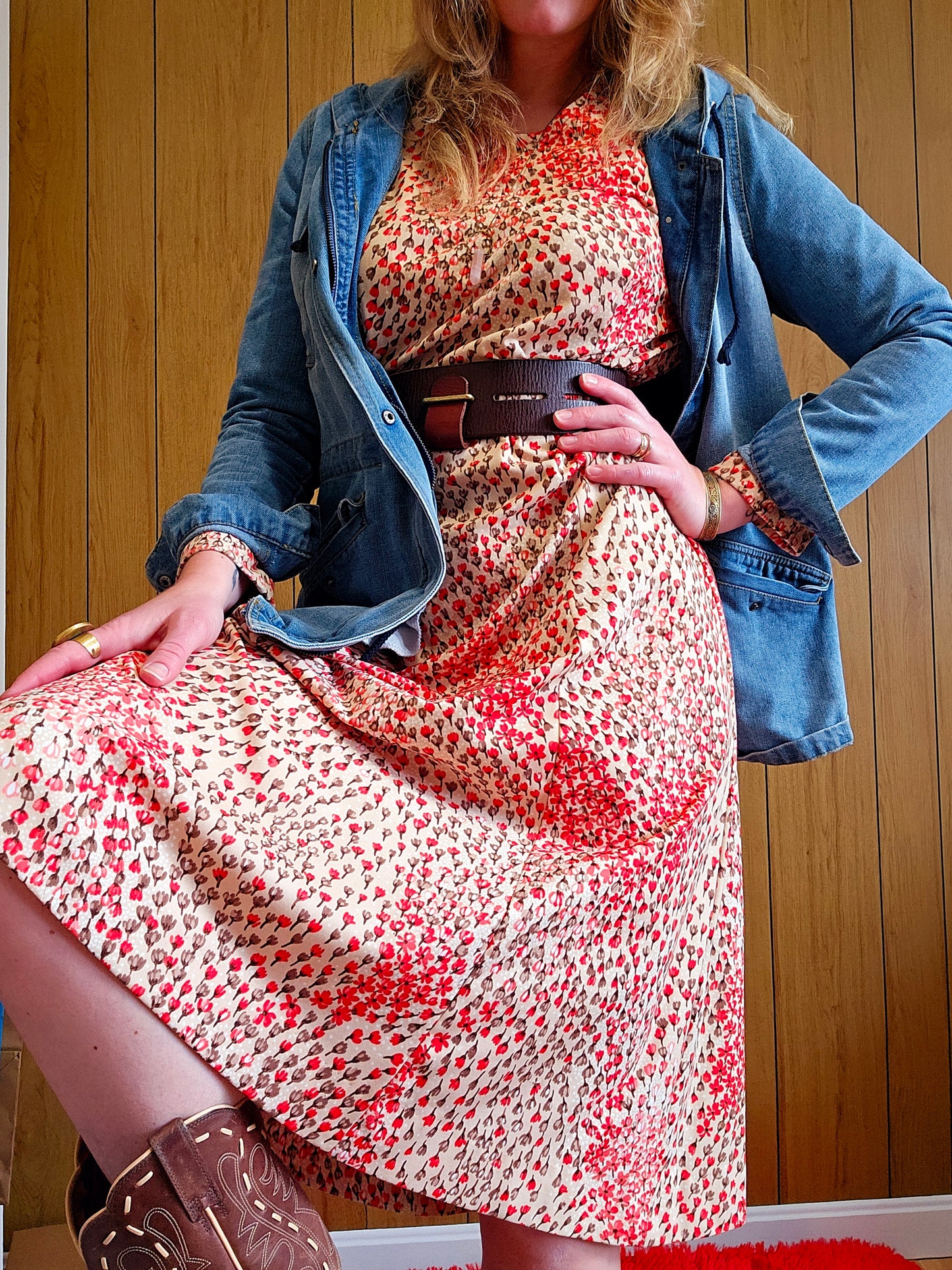 60s/70s Floral Dress (L)
