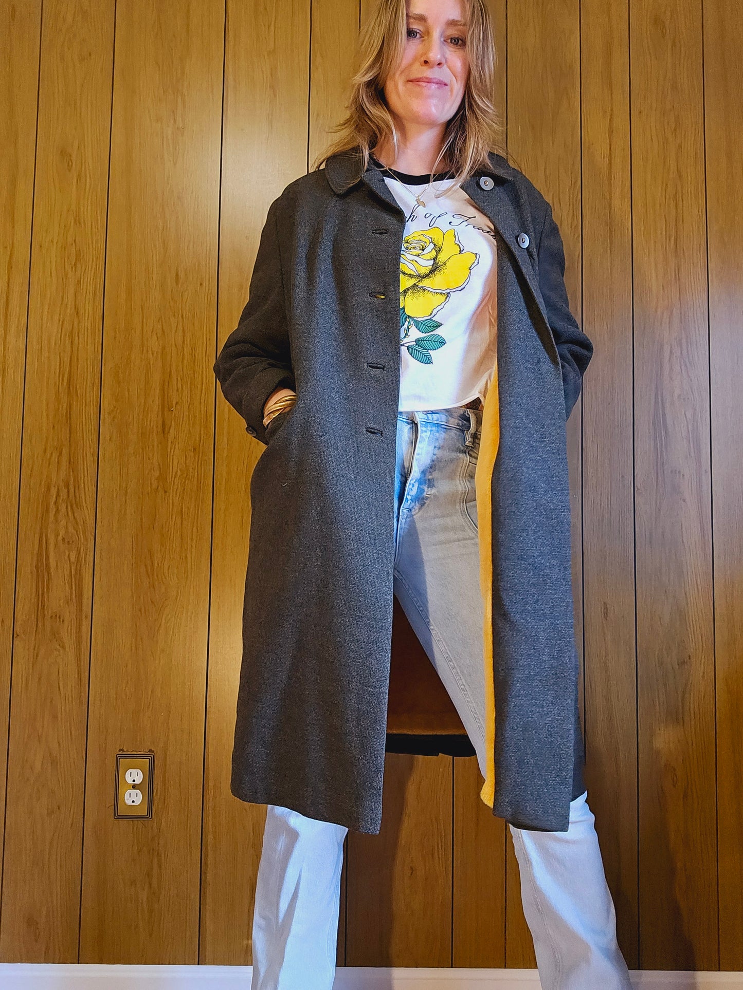 1960s Green Wool Trencher with Golden Yellow Inner (L)