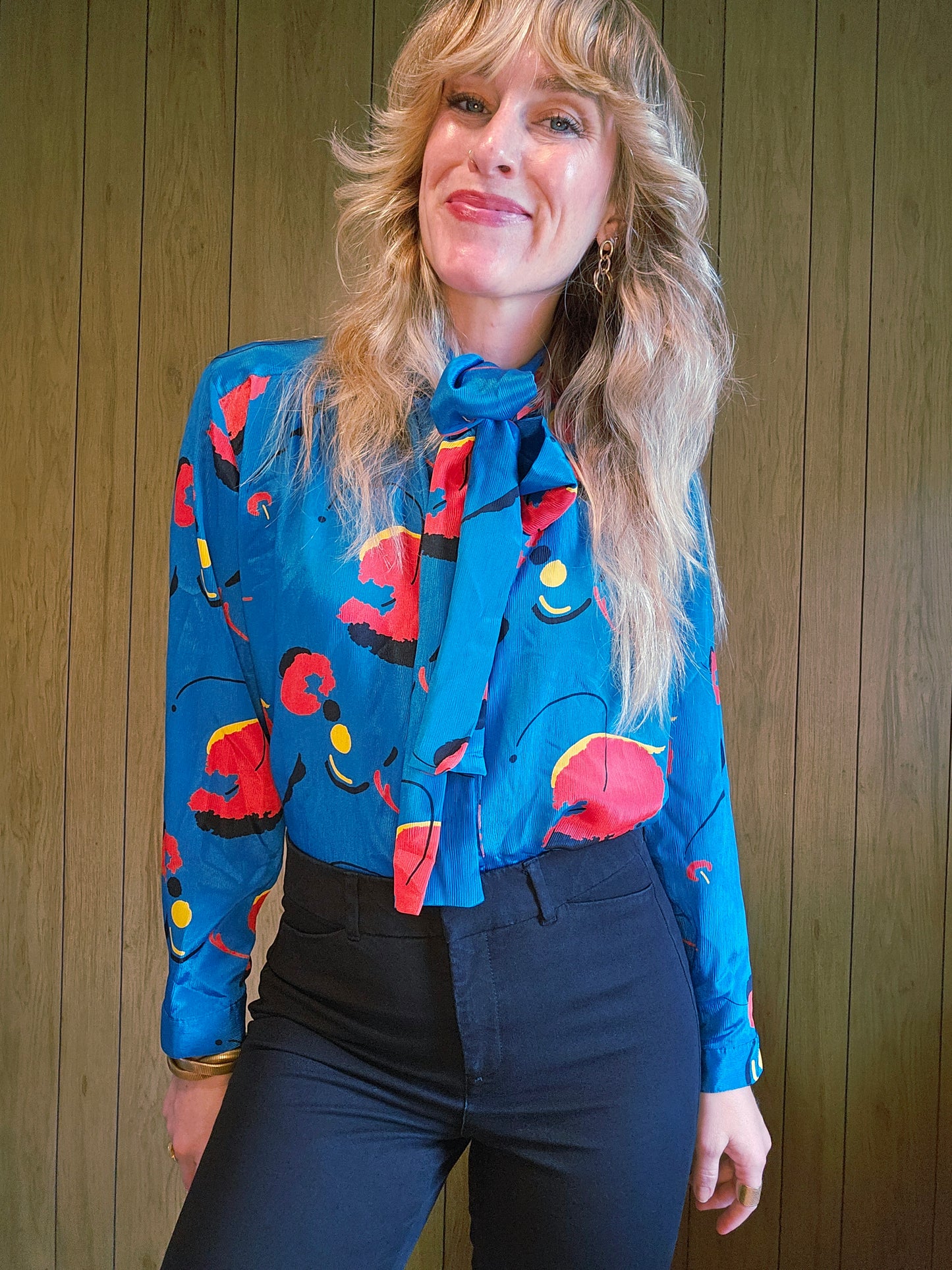 80s Chicti Tie Neck Blouse (M/L)