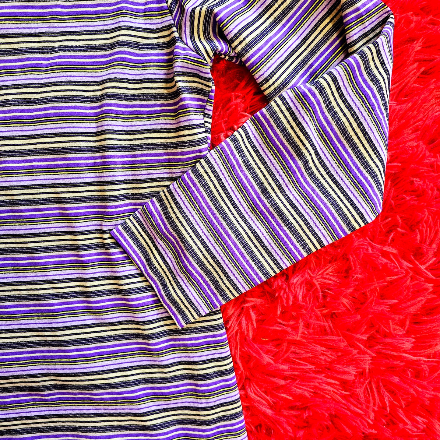 60s Purple Striped Gordon Mock Neck (S/M)