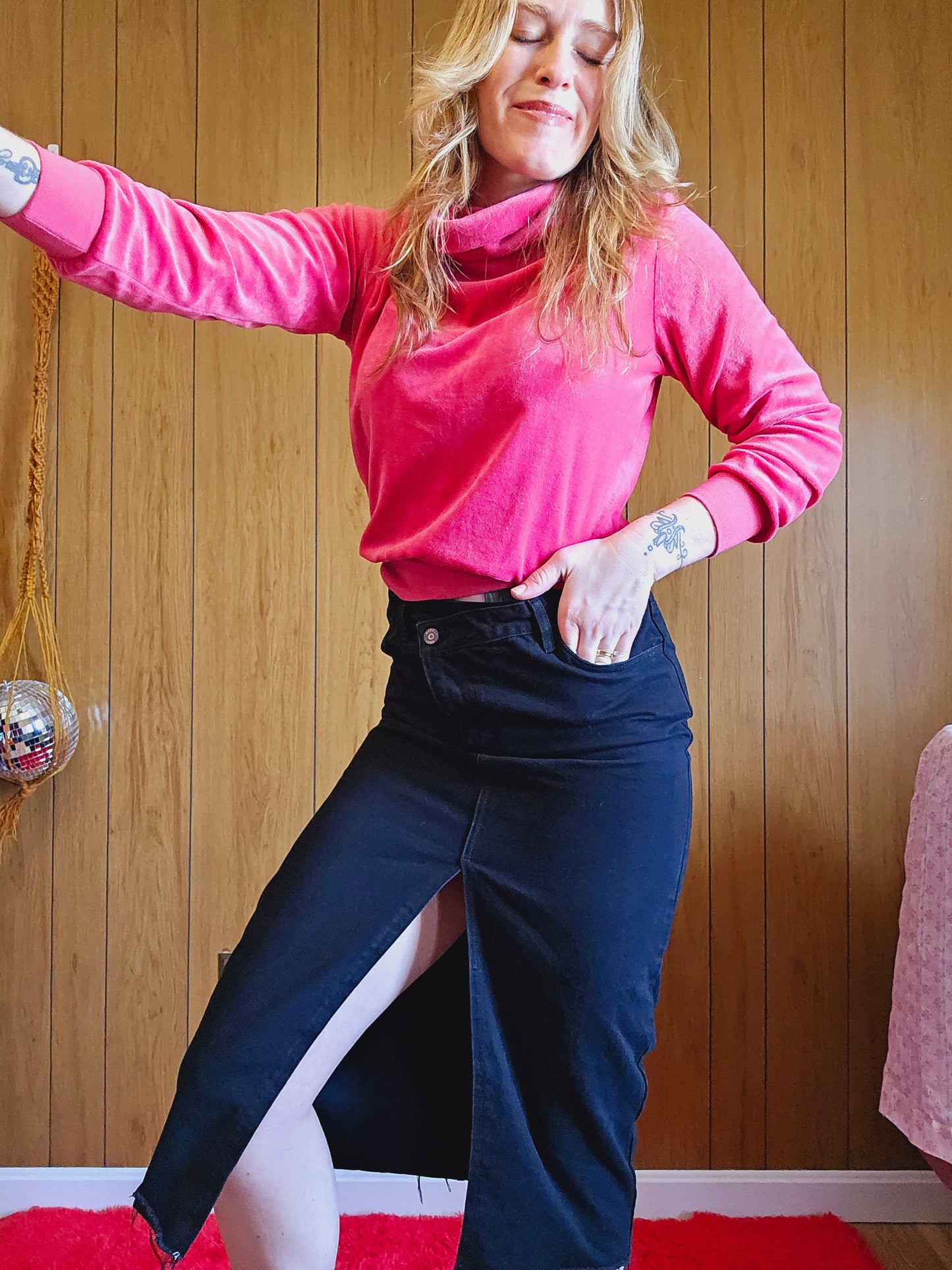 90s/Y2K Velour Cowl Neck (S)