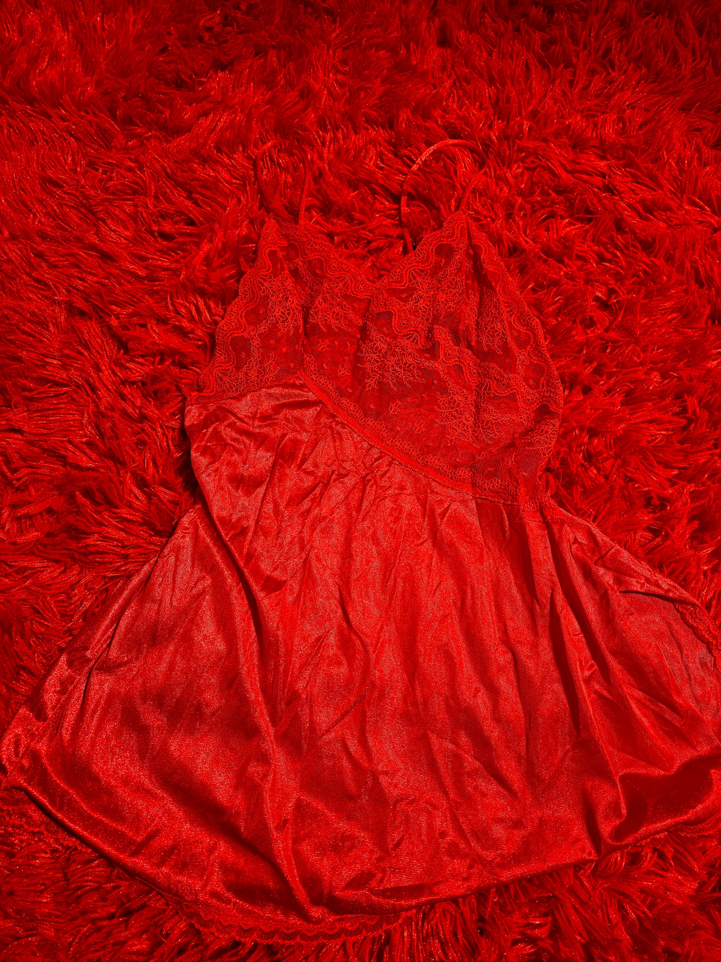 80s Red Lace Lingerie Top (S)