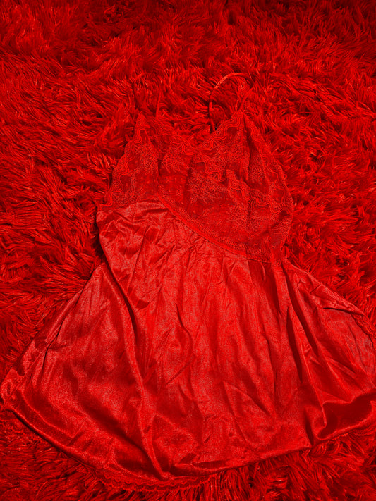 80s Red Lace Lingerie Top (S)