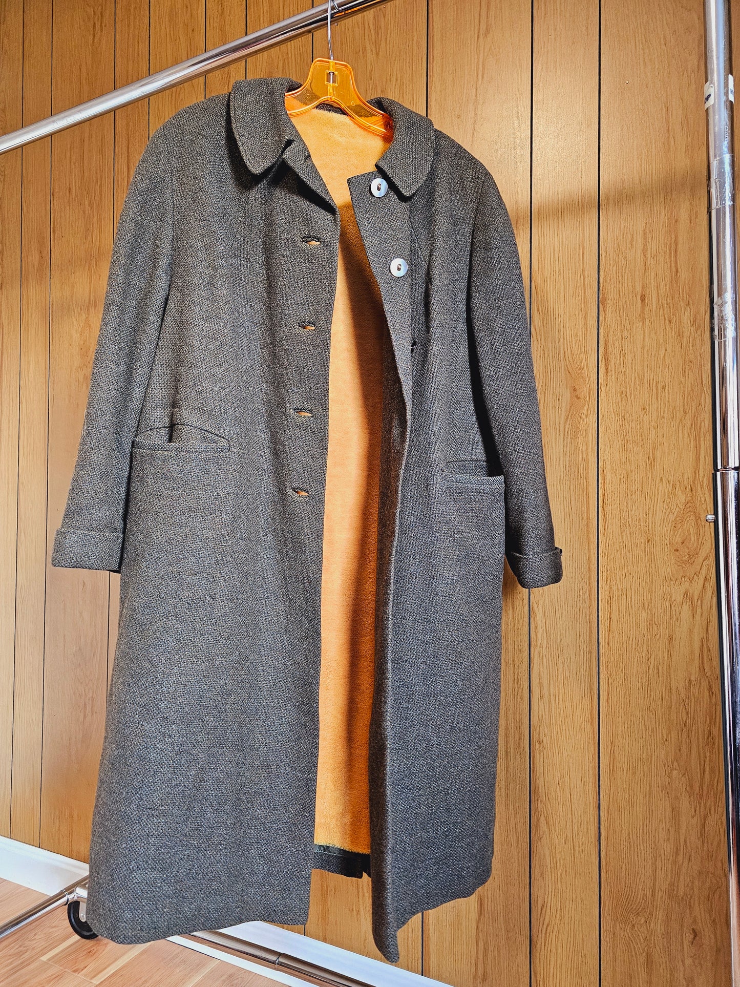 1960s Green Wool Trencher with Golden Yellow Inner (L)