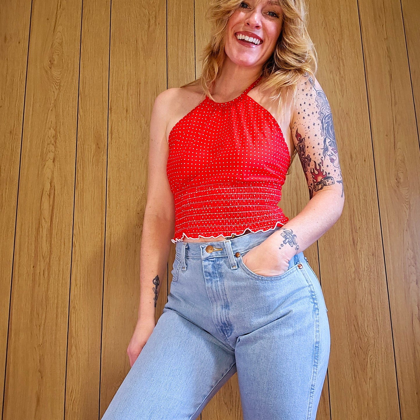 70s Polka Dot Halter Top (XS-M)