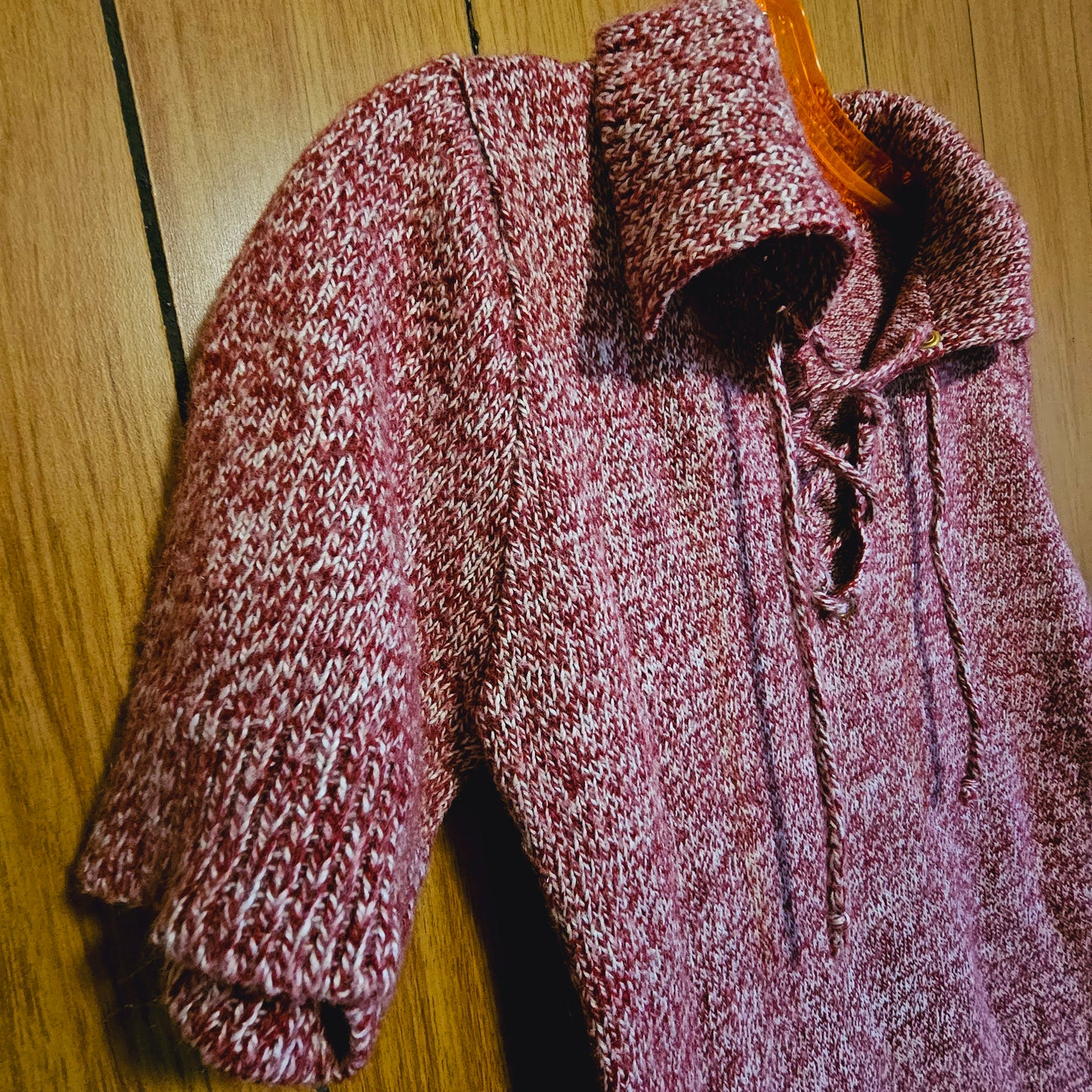 60s/70s Burgundy Lace Up Front Sweater Tee