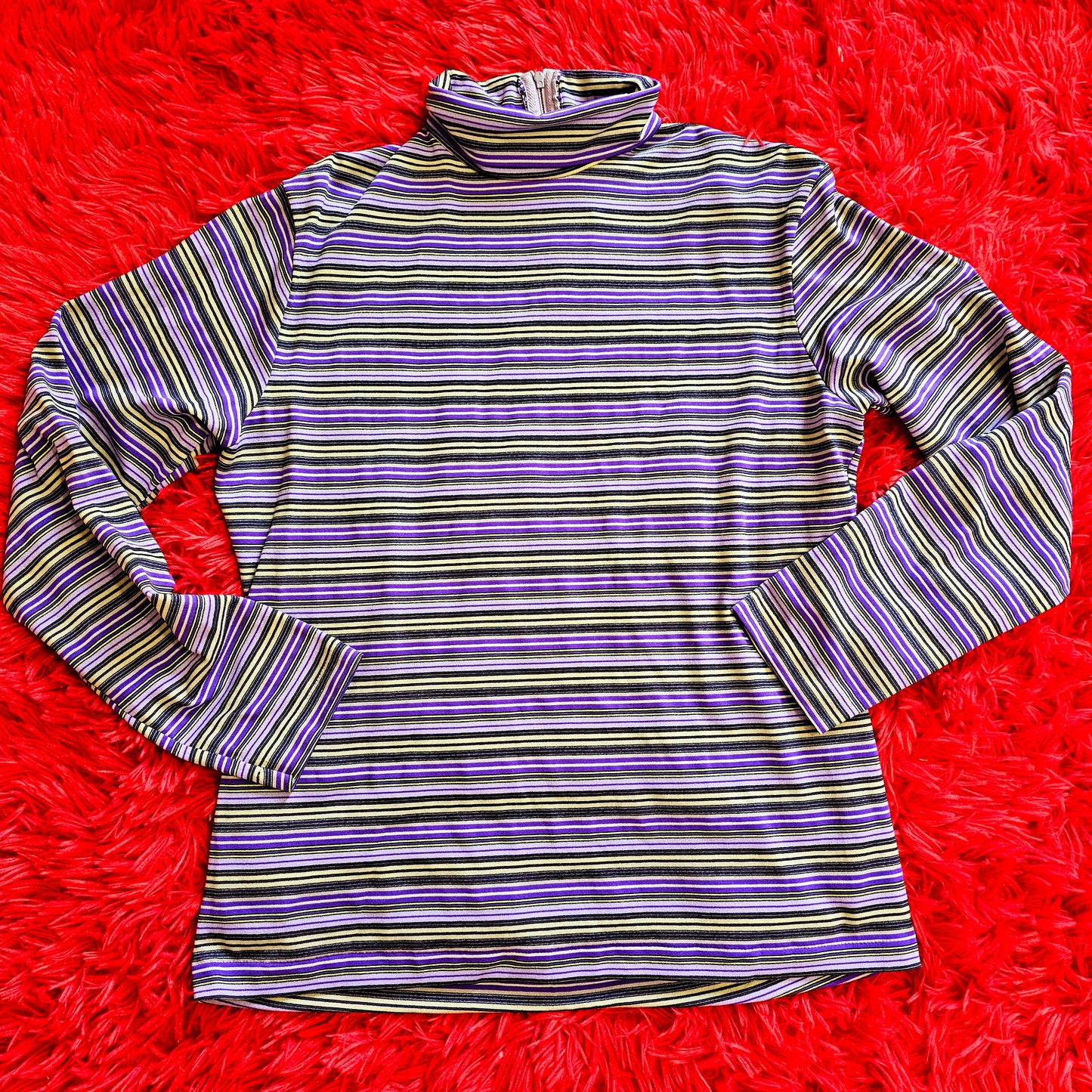 60s Purple Striped Gordon Mock Neck (S/M)