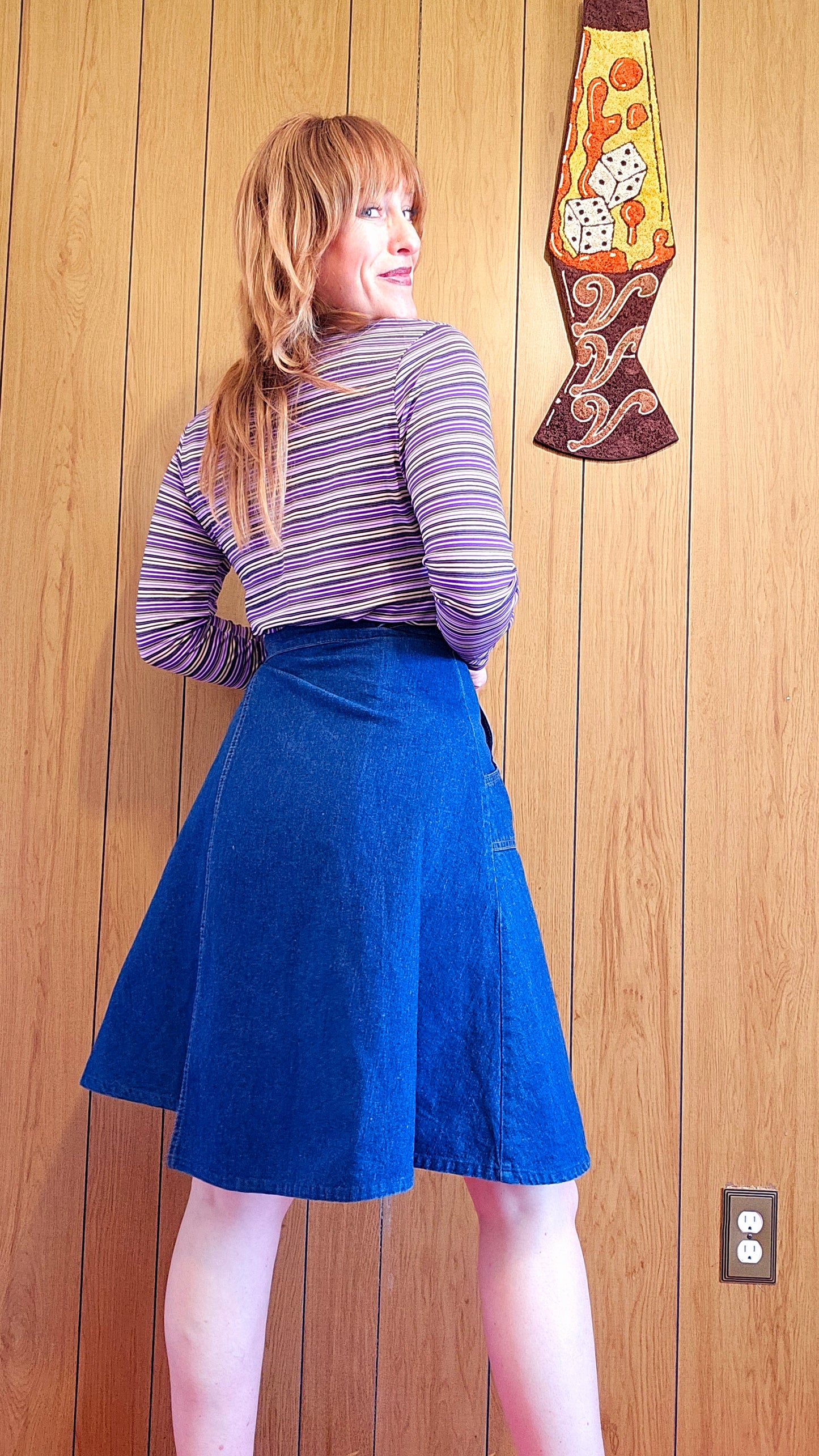 60s Purple Striped Gordon Mock Neck (S/M)