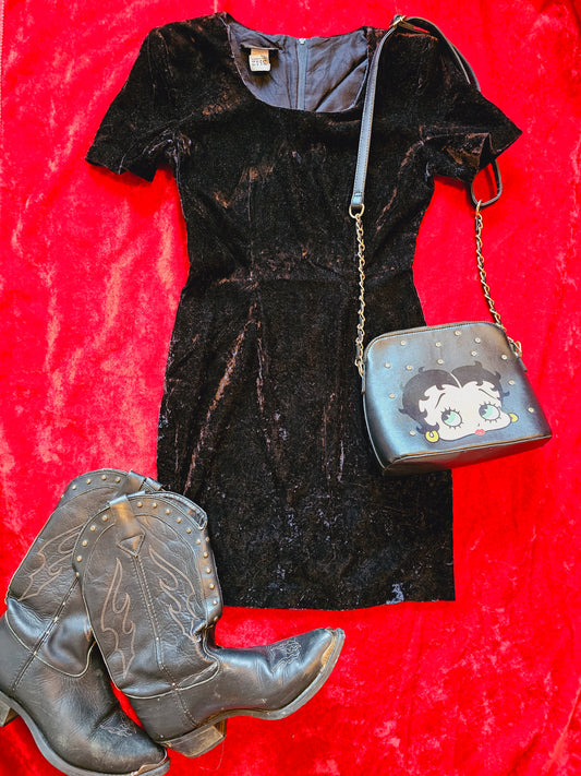 80s/90s Black Velvet Mini (XS)