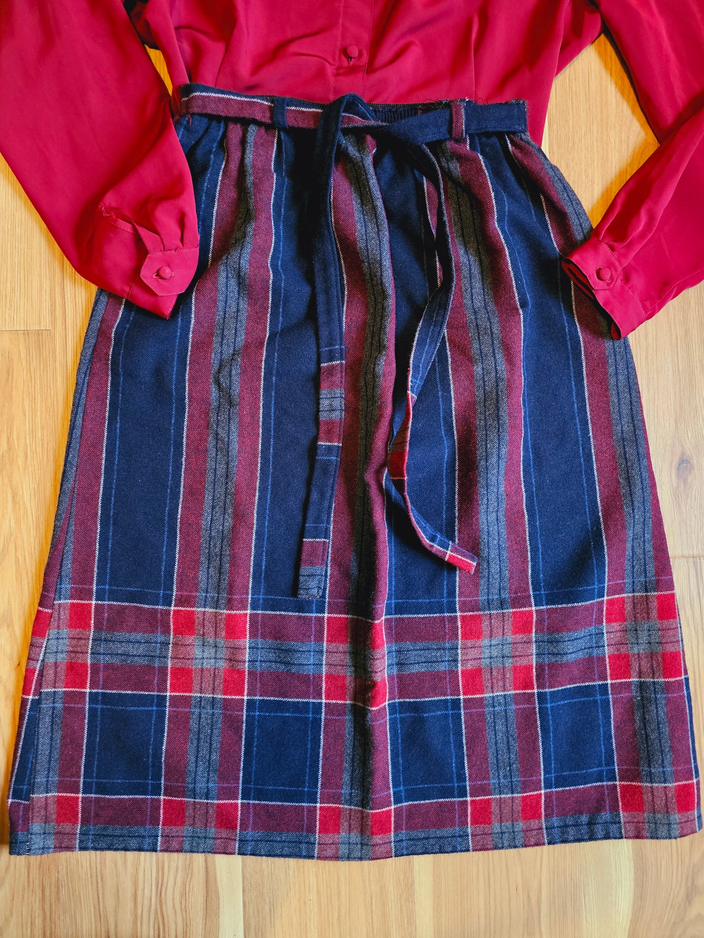 You Pick! 70s Burgundy Blouse and/or Plaid Skirt
