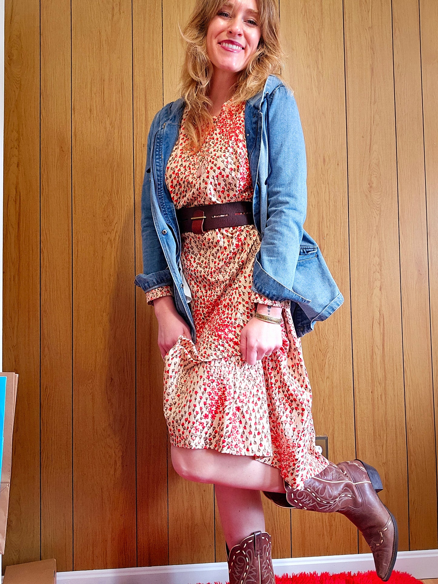 60s/70s Floral Dress (L)