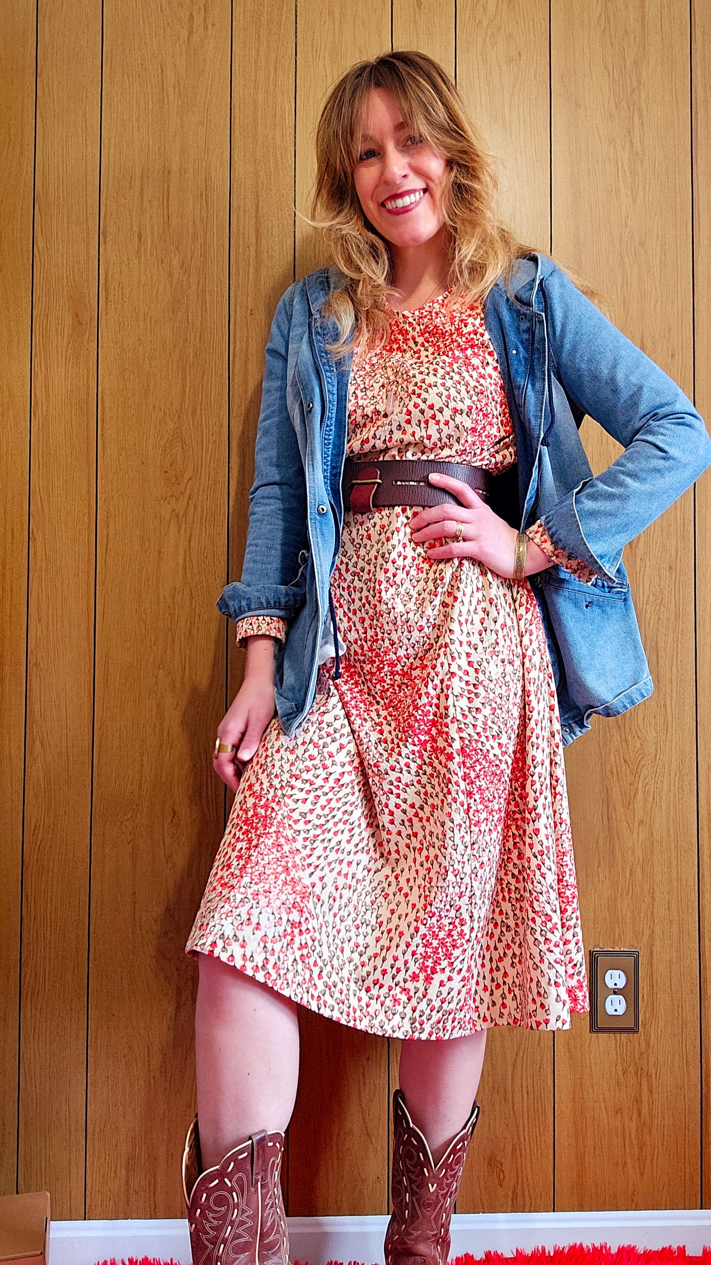 60s/70s Floral Dress (L)