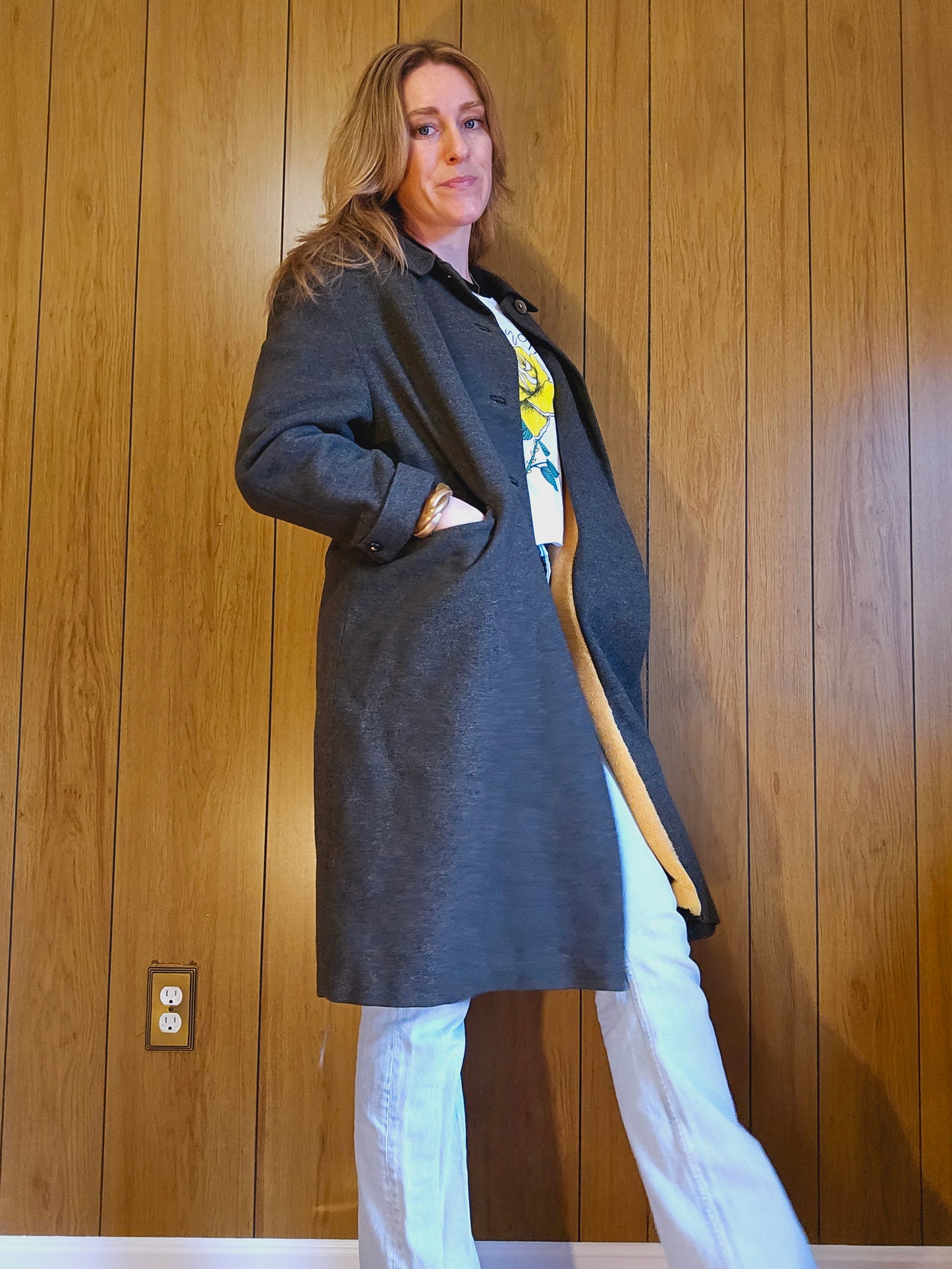 1960s Green Wool Trencher with Golden Yellow Inner (L)