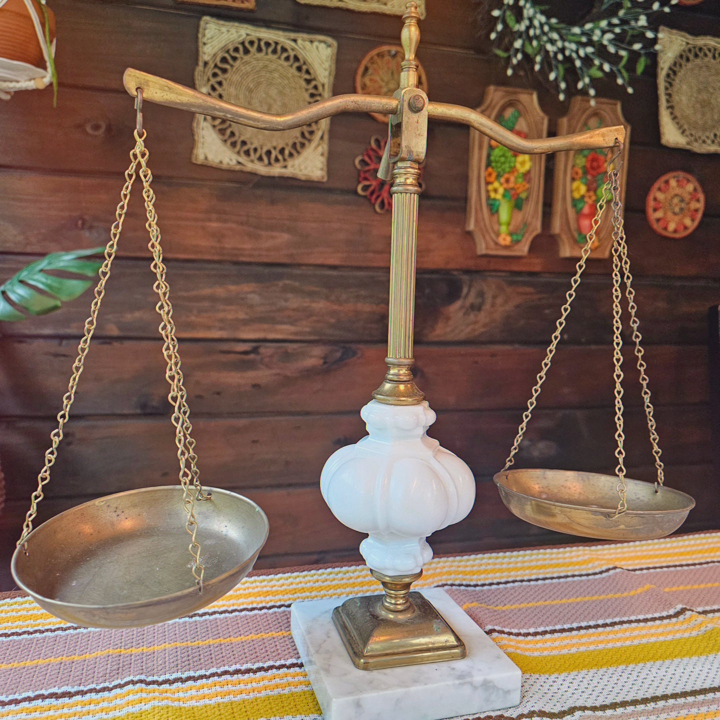 Midcentury Brass & Marble Scale