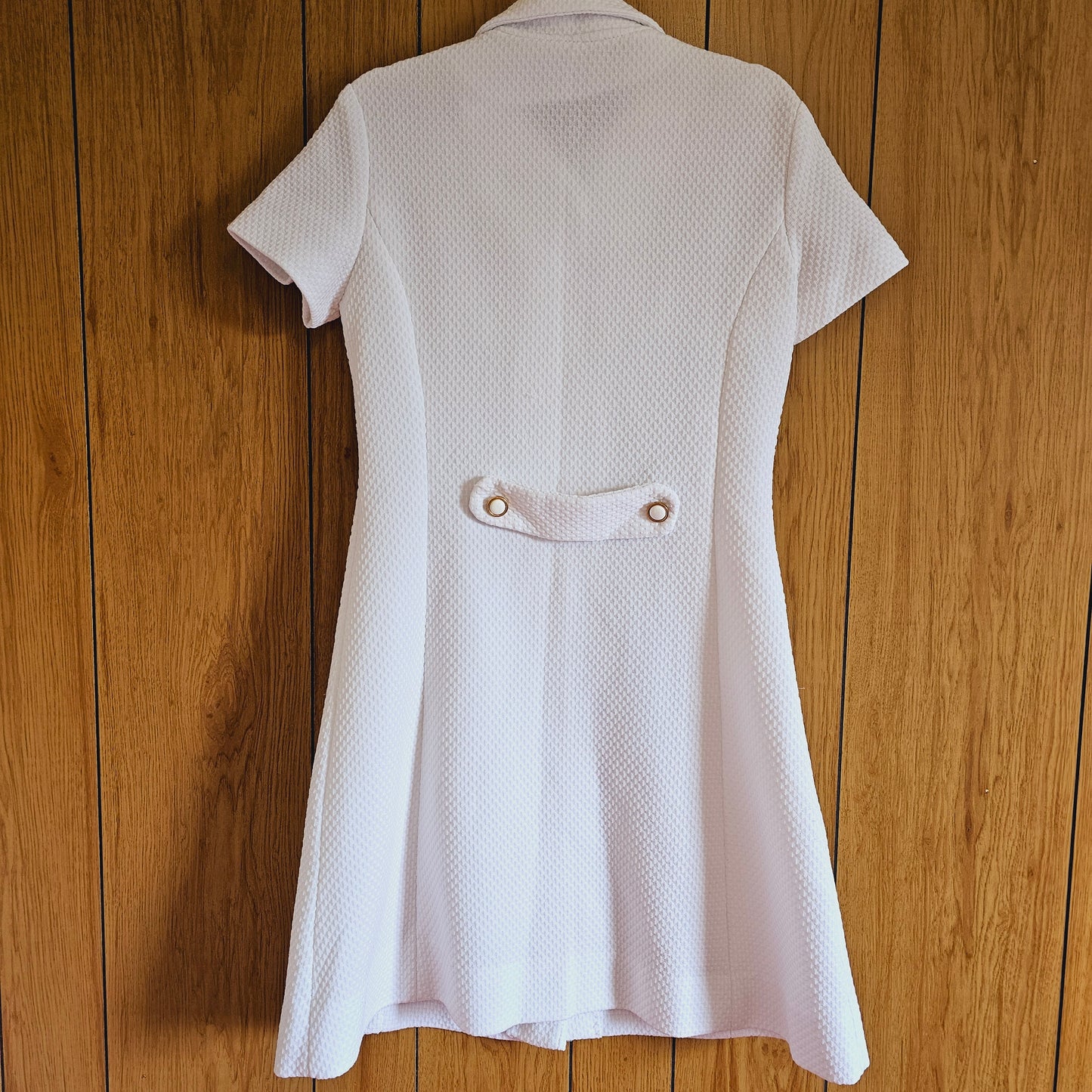 1960s Fashions By Patty White and Gold Dress (M)