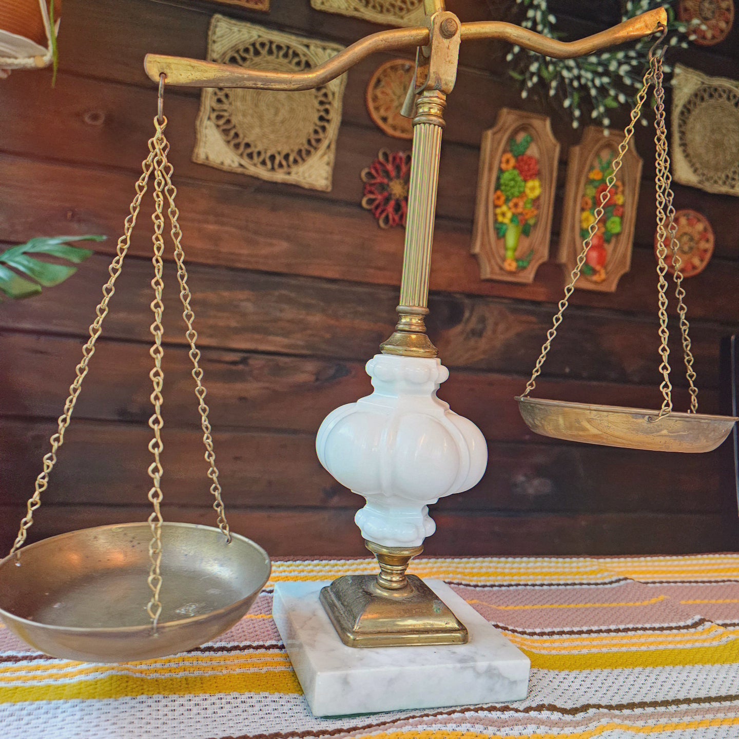 Midcentury Brass & Marble Scale