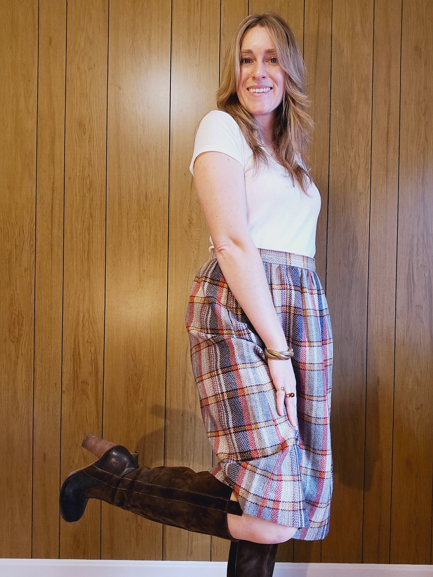60s/70s "Hunter Sport" Plaid Skirt (L)