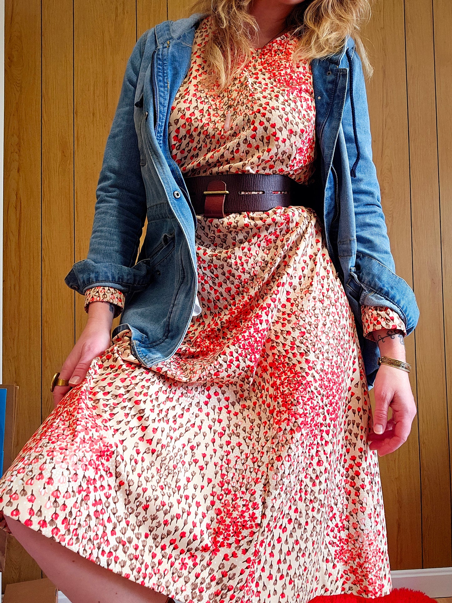 60s/70s Floral Dress (L)