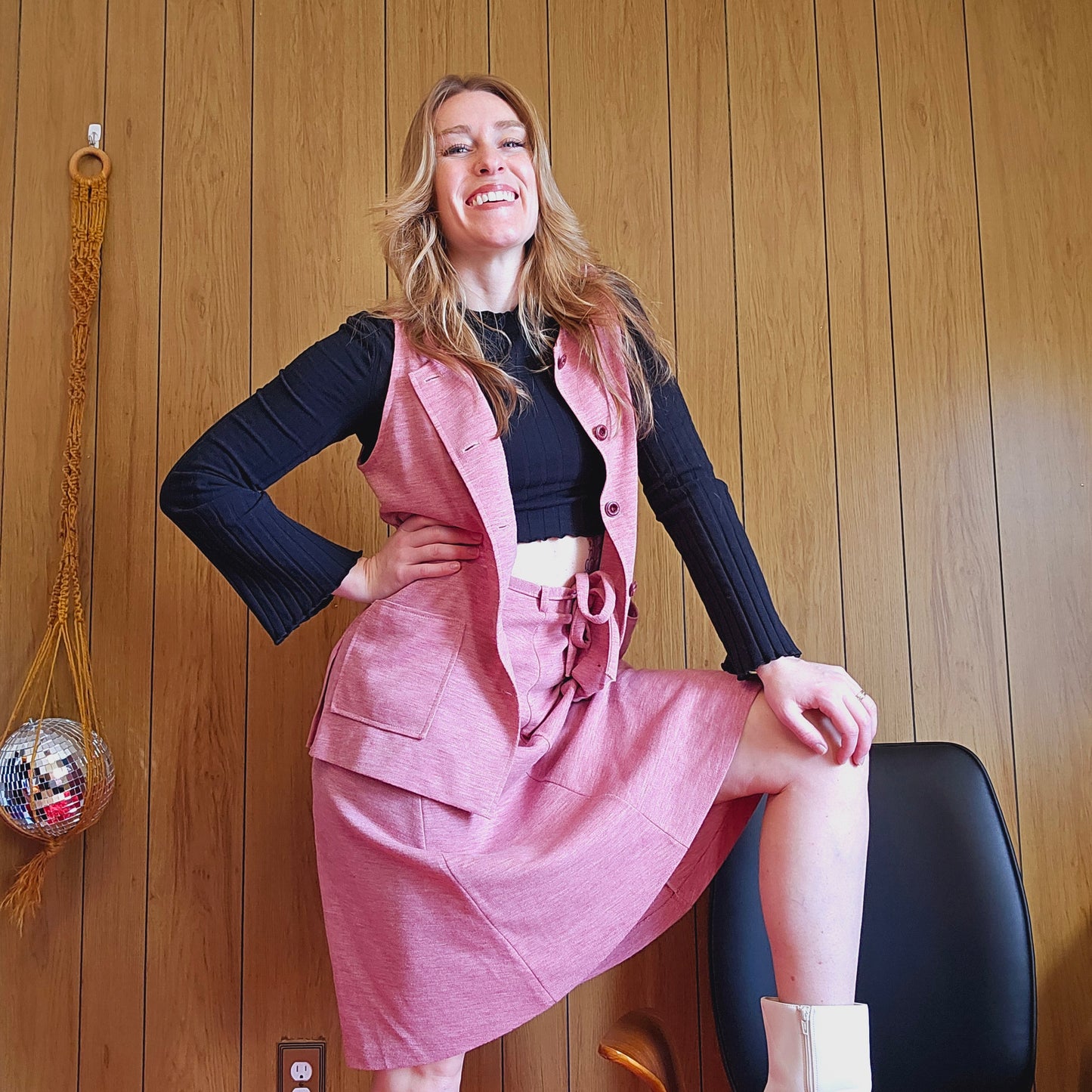 60s Russ Skirt & Blazer Vest Set (L)