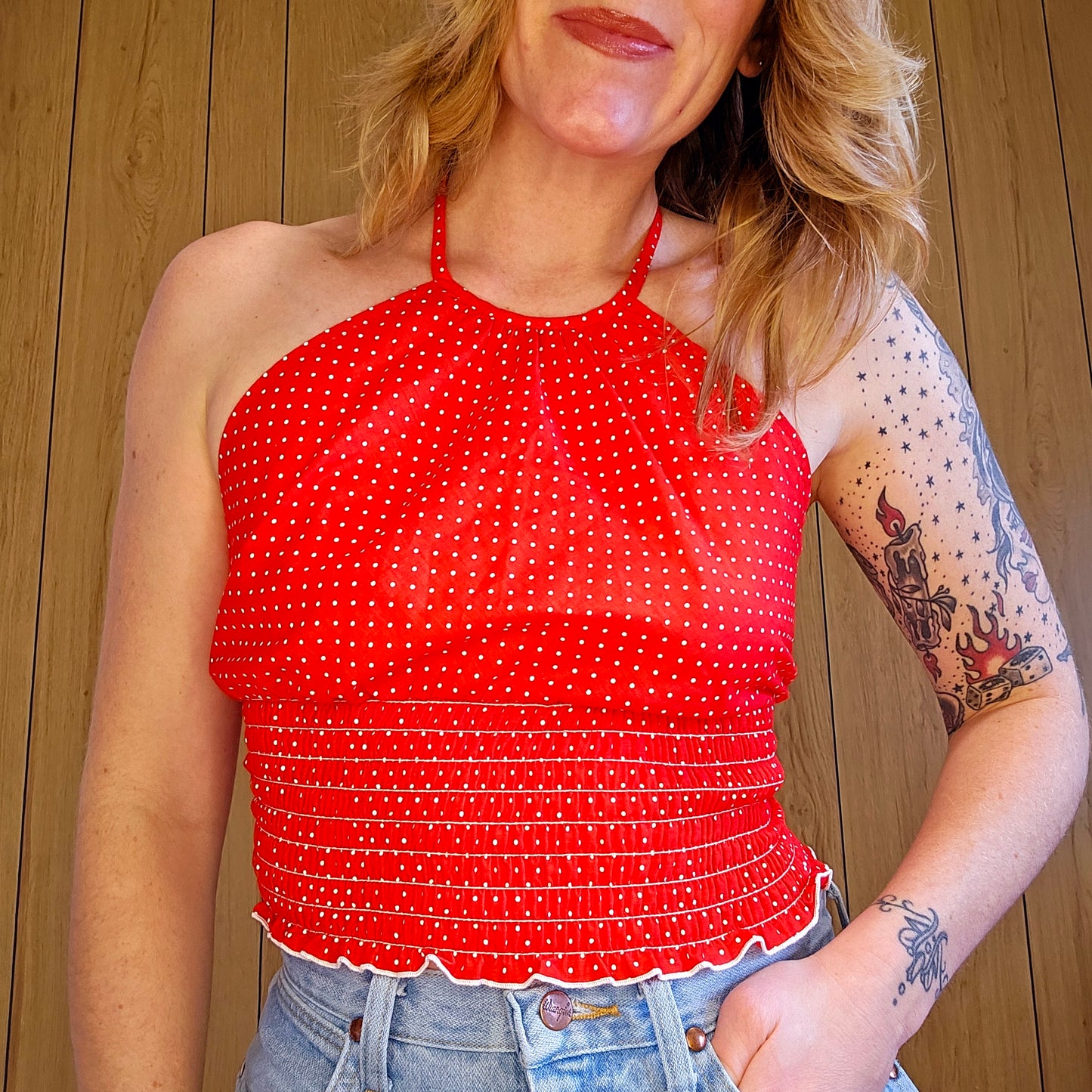 70s Polka Dot Halter Top (XS-M)