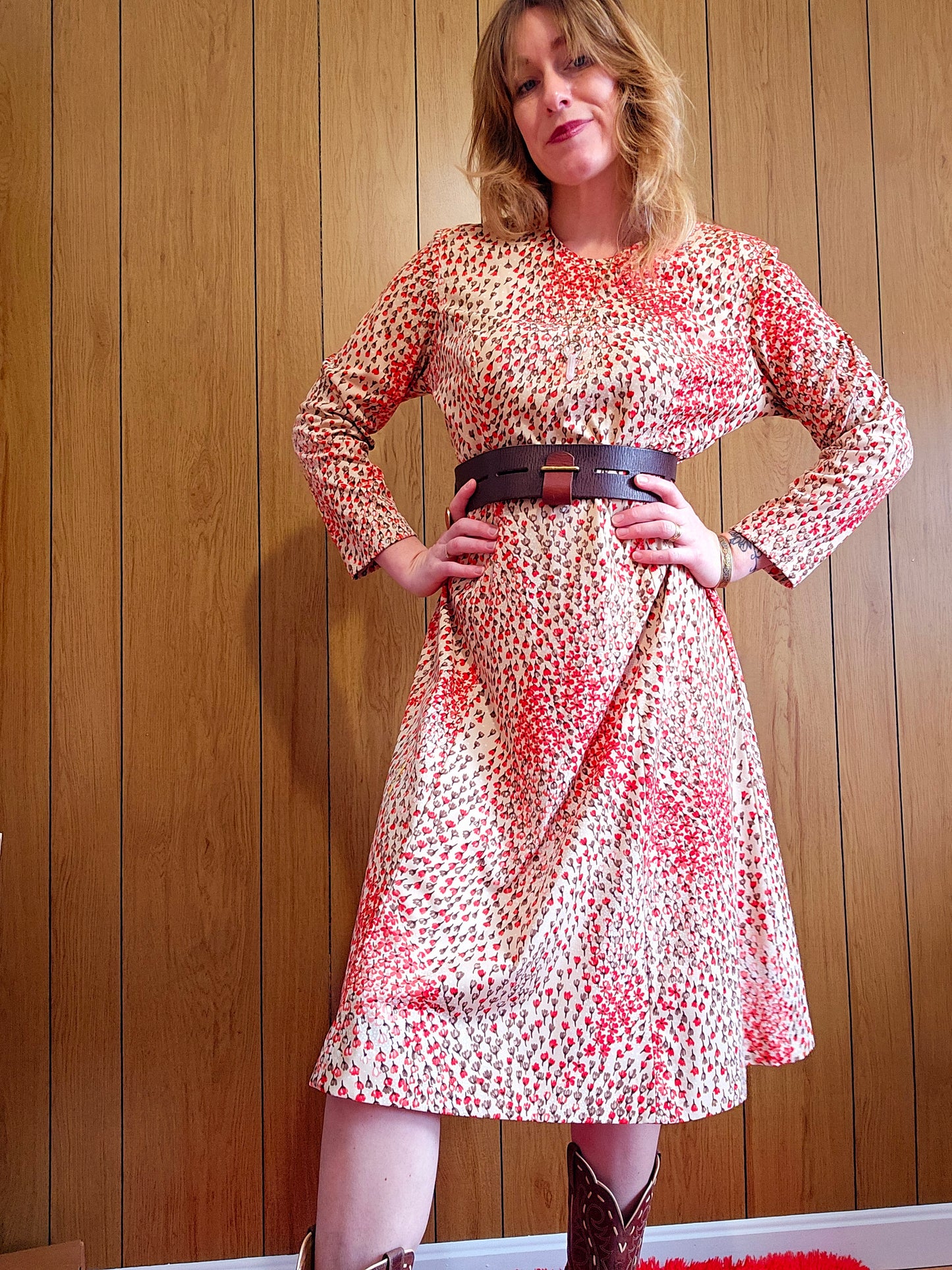 60s/70s Floral Dress (L)