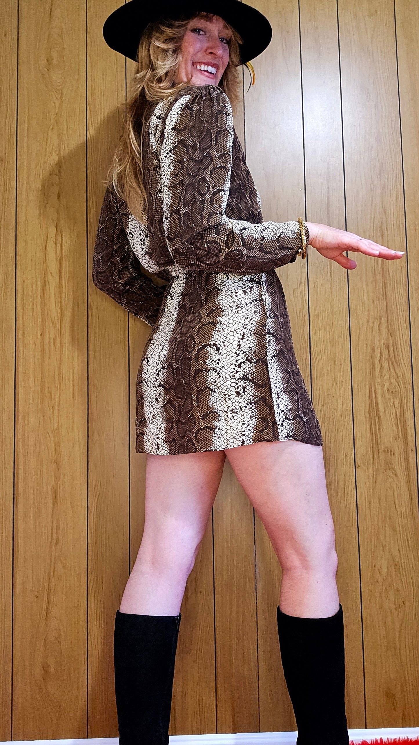 60s/70s Parker Snake Skin Dress (S/M)
