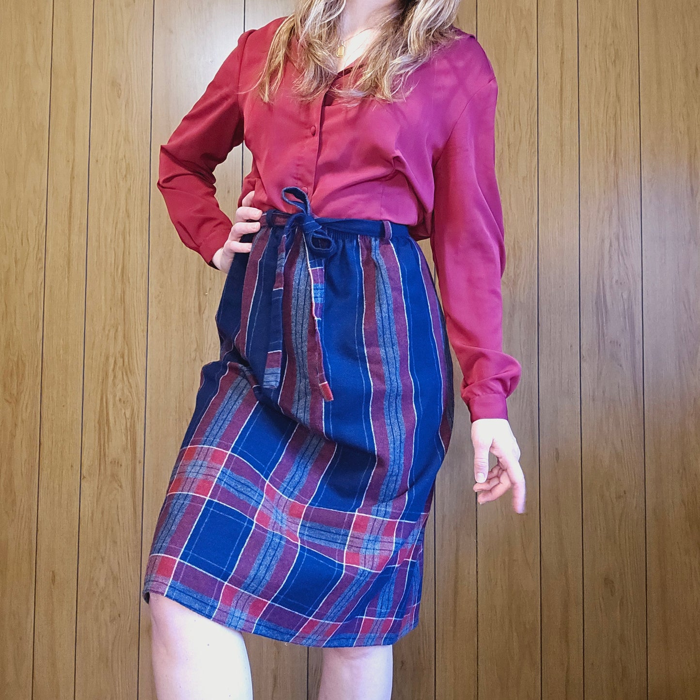 You Pick! 70s Burgundy Blouse and/or Plaid Skirt