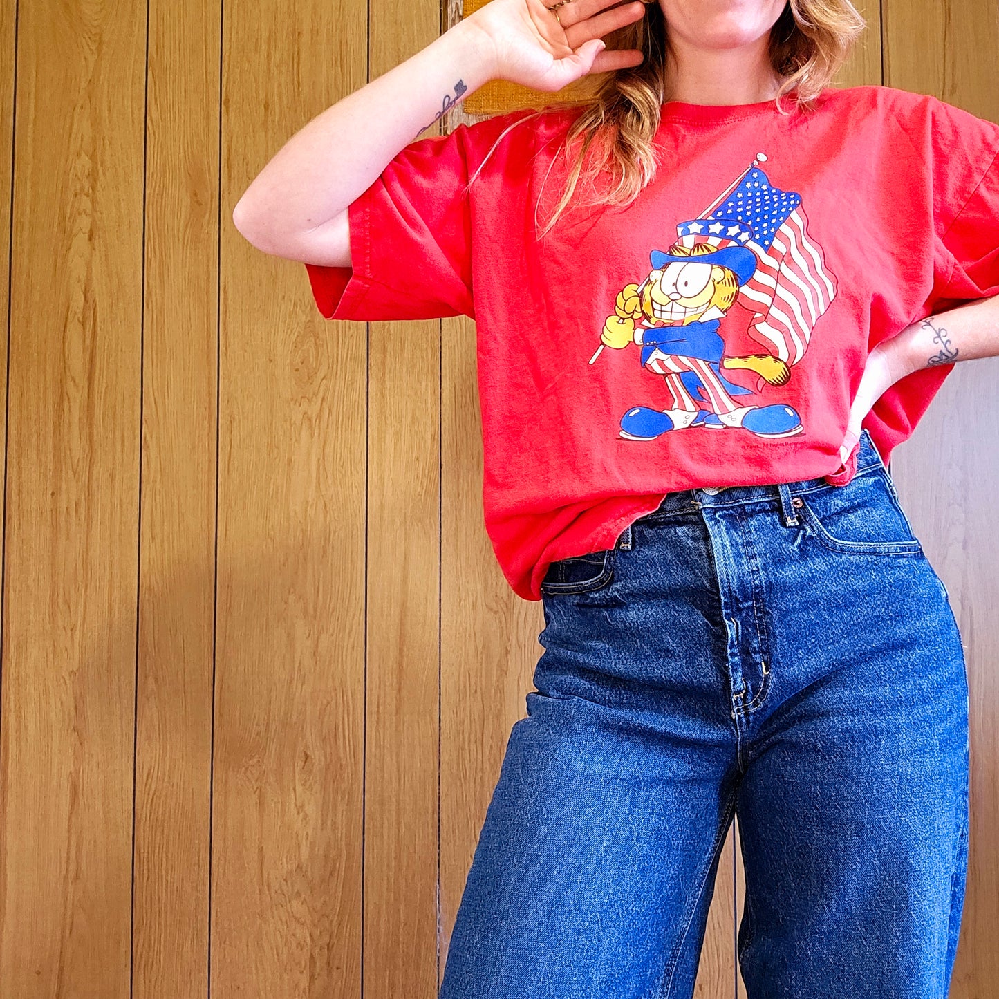 90s Patriotic Garfield Tee (XL)