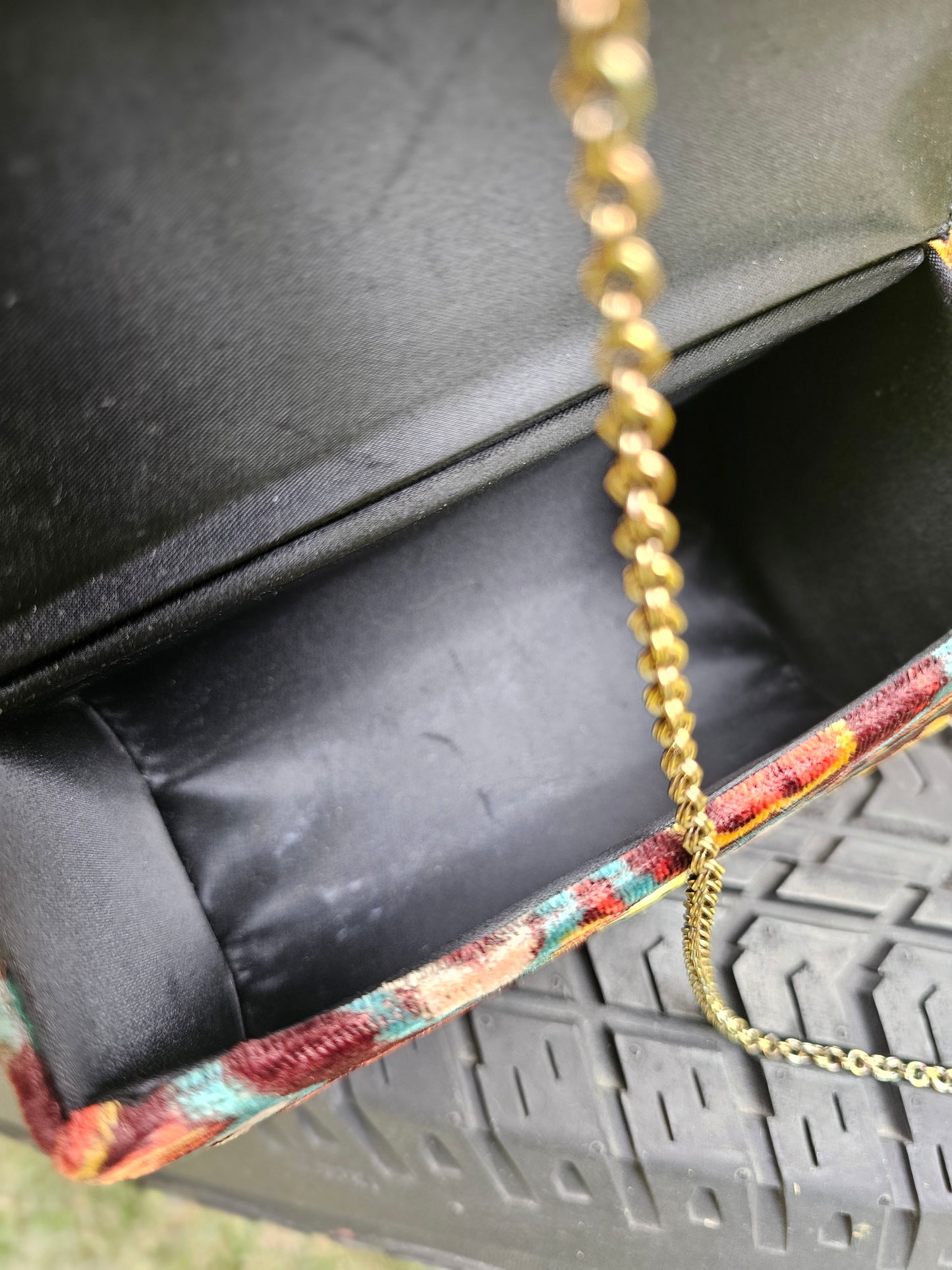 Vintage Velvety Purse w/ Chain Straps