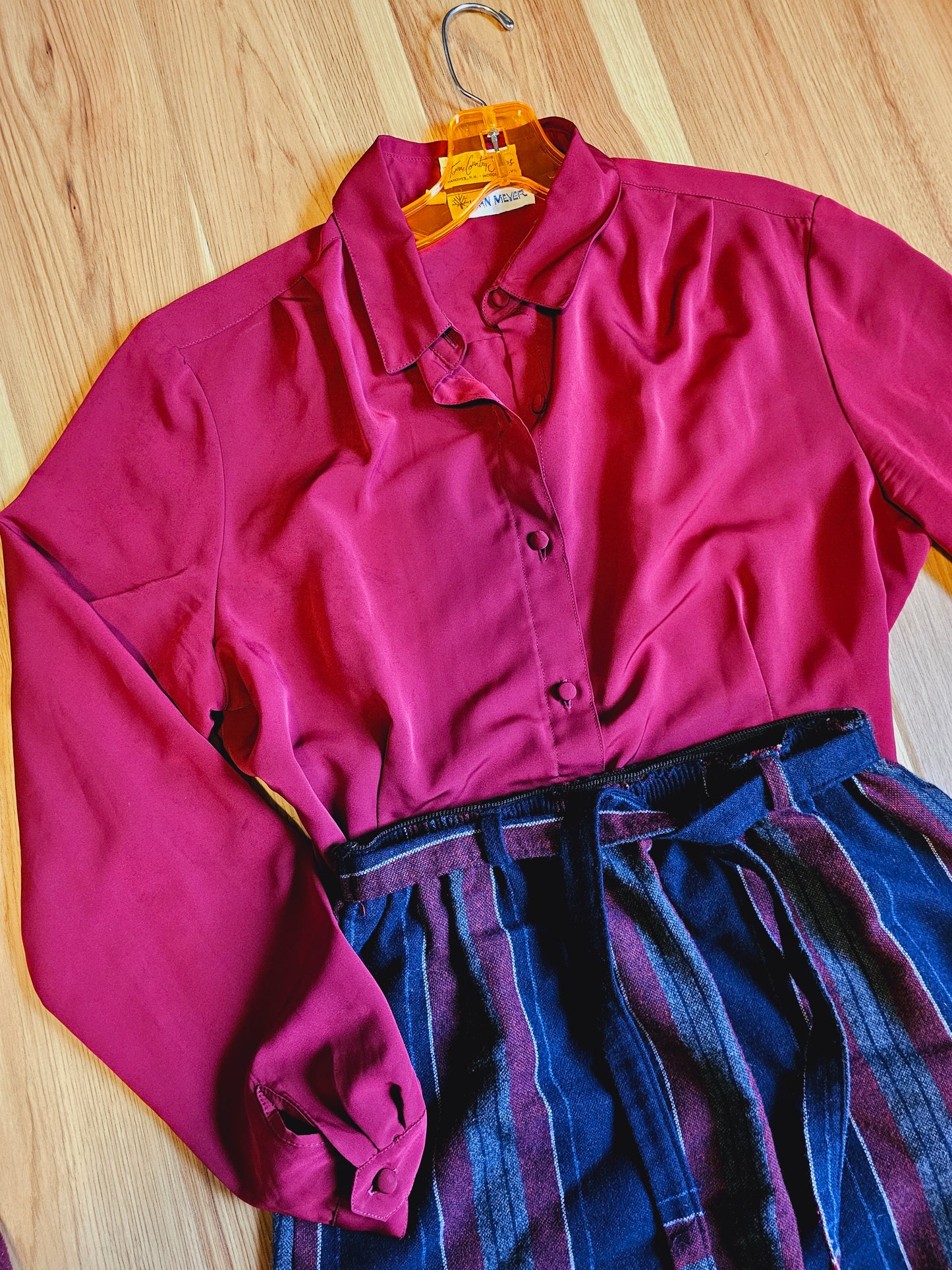 You Pick! 70s Burgundy Blouse and/or Plaid Skirt