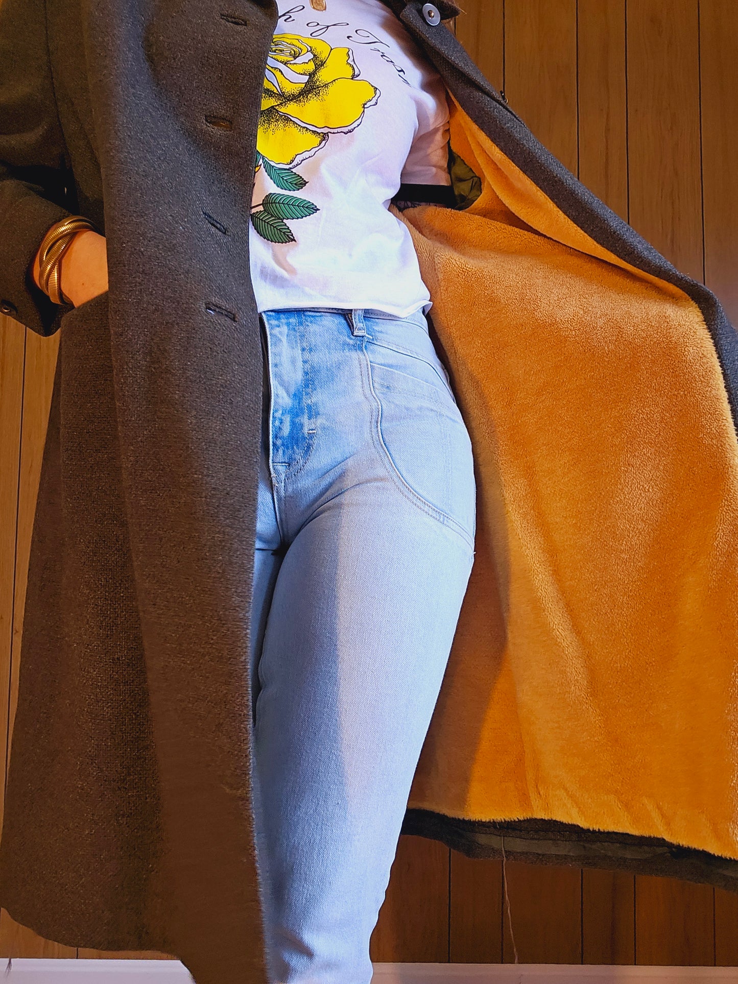 1960s Green Wool Trencher with Golden Yellow Inner (L)