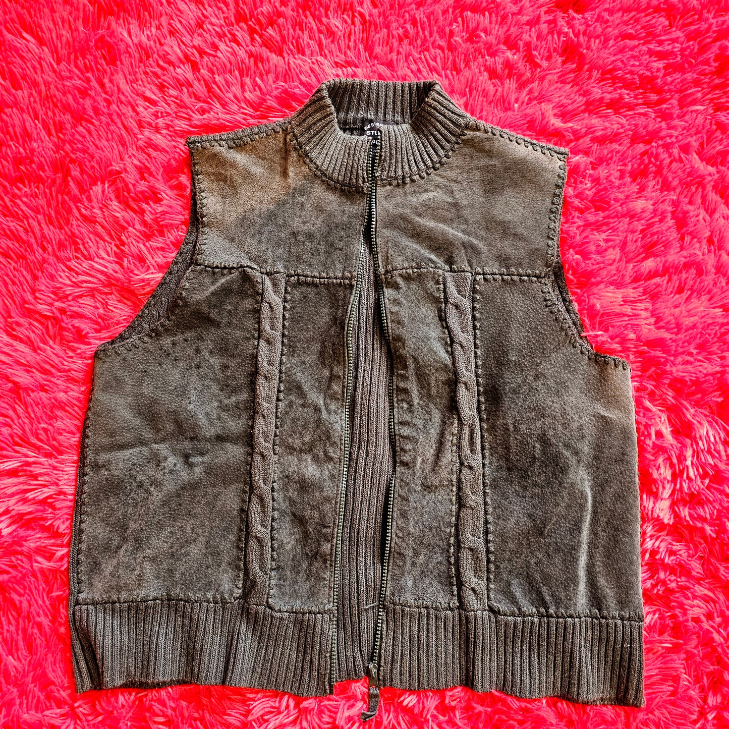 80s/90s Suede & Knit Vest (XL)