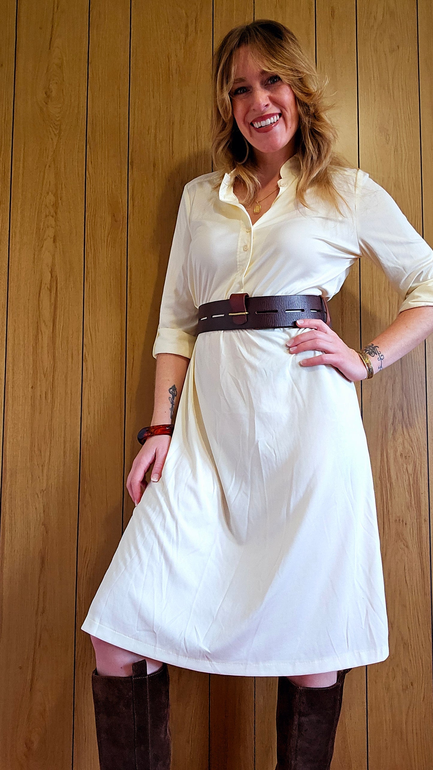 60s/70s Creamy White Dress (M/snugL)