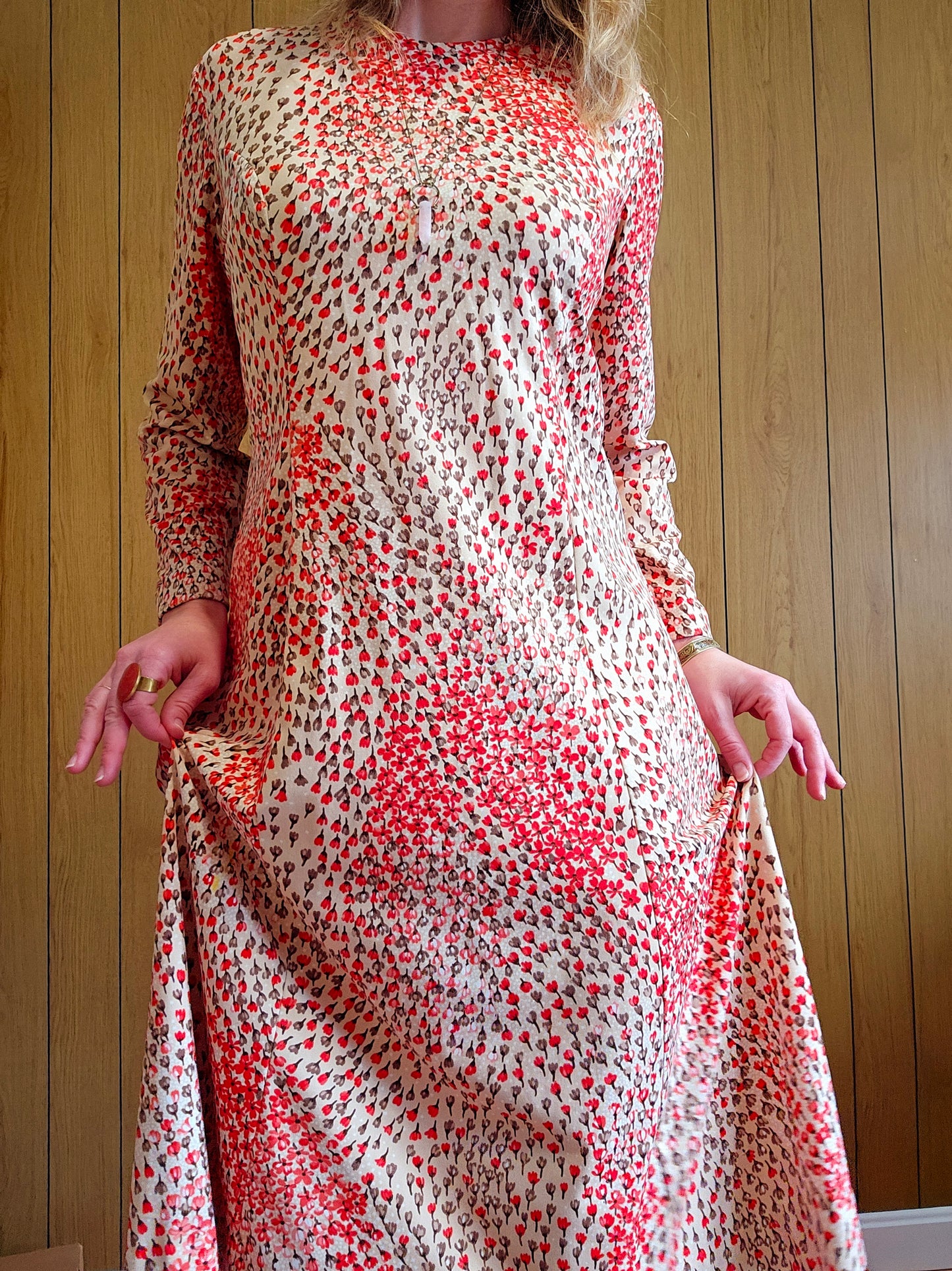 60s/70s Floral Dress (L)