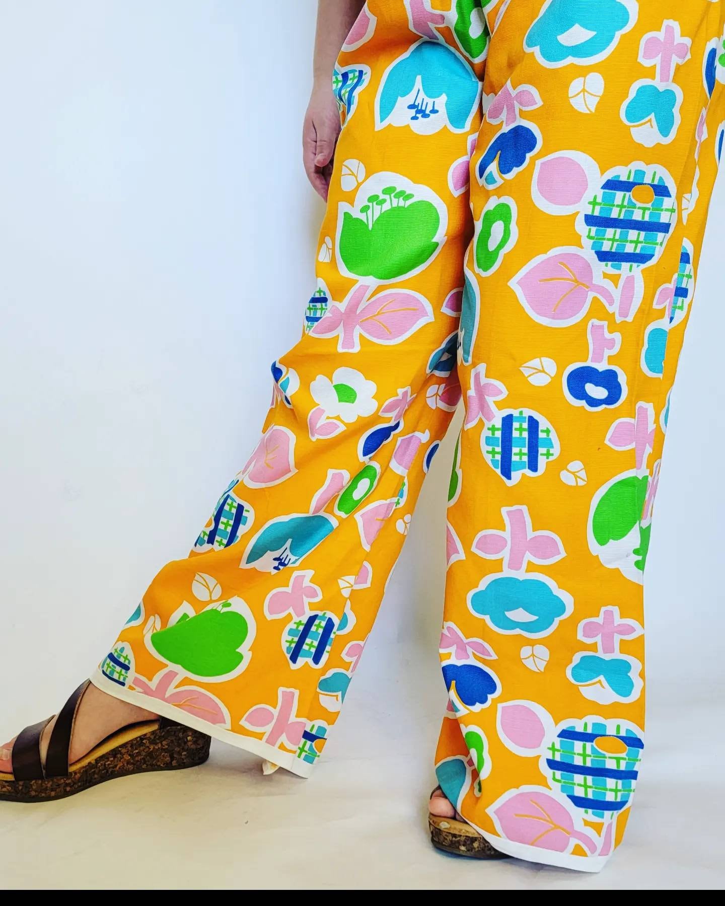 Girls 60s Vintage Flower Power Jumpsuit Bell Bottoms