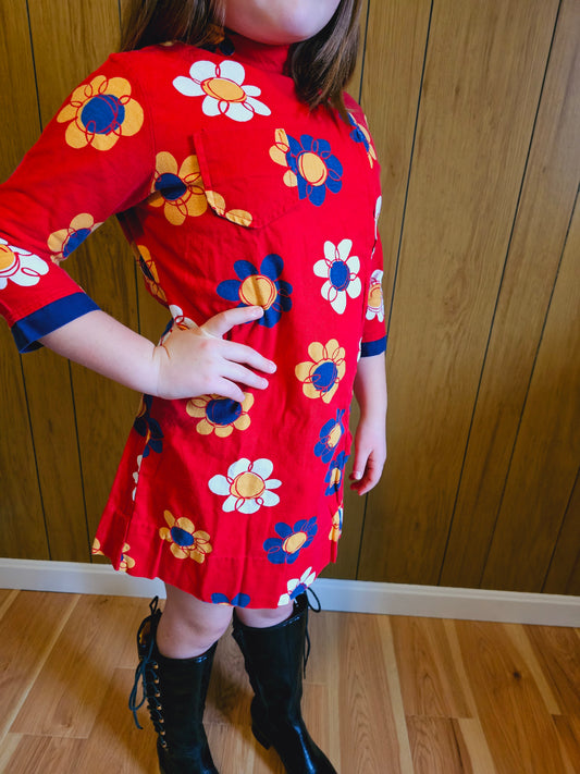 60s Girls Flower Power Dress (YS)