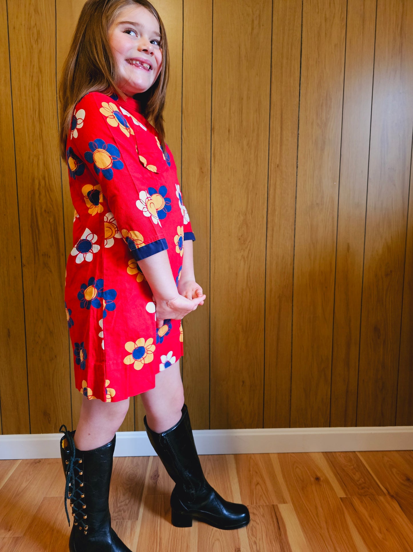 60s Girls Flower Power Dress (YS)