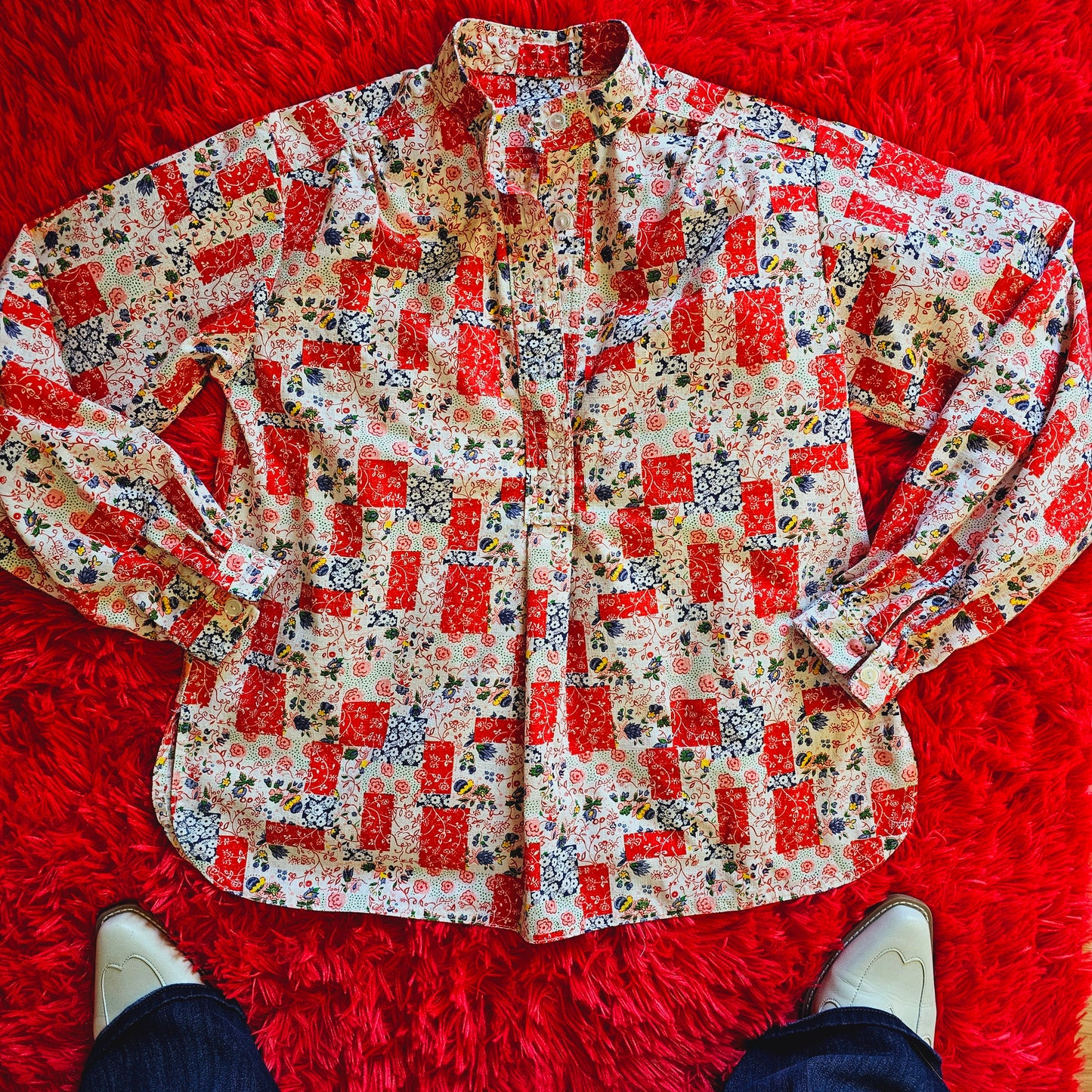 1960s Half-Button Down Shirt (M)