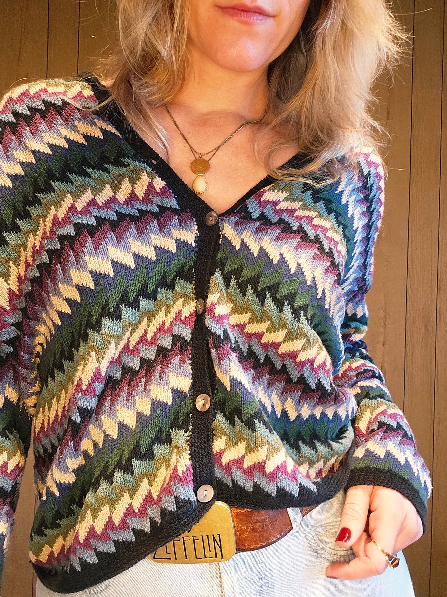 90s Slouchy Stripped Sweater (L)