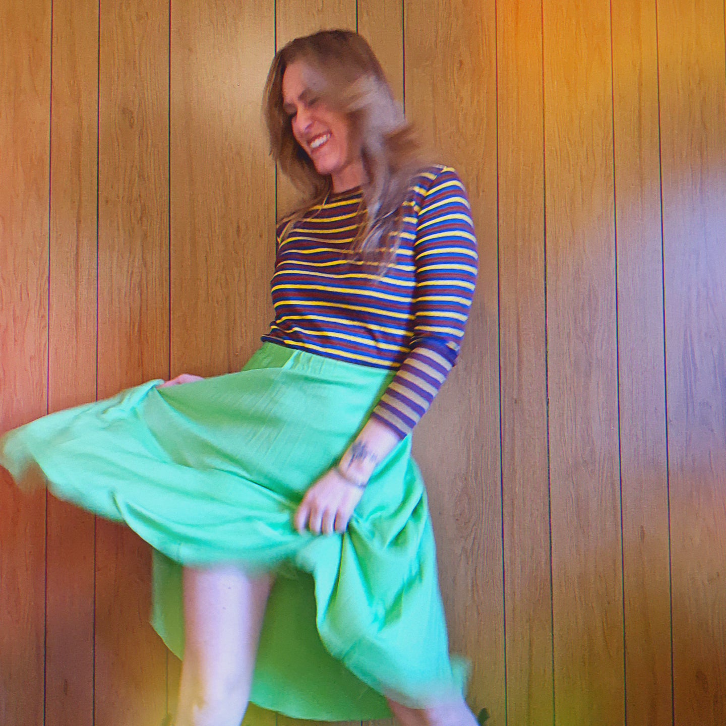 70s Striped Scoop Neck Top (S)