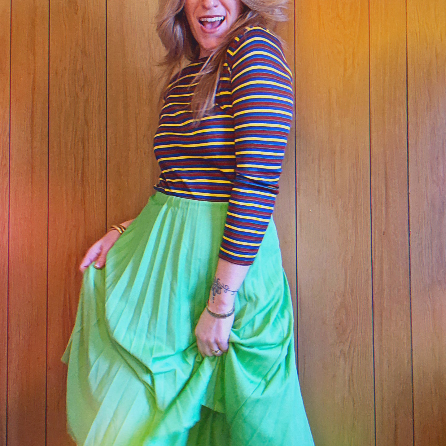 70s Striped Scoop Neck Top (S)
