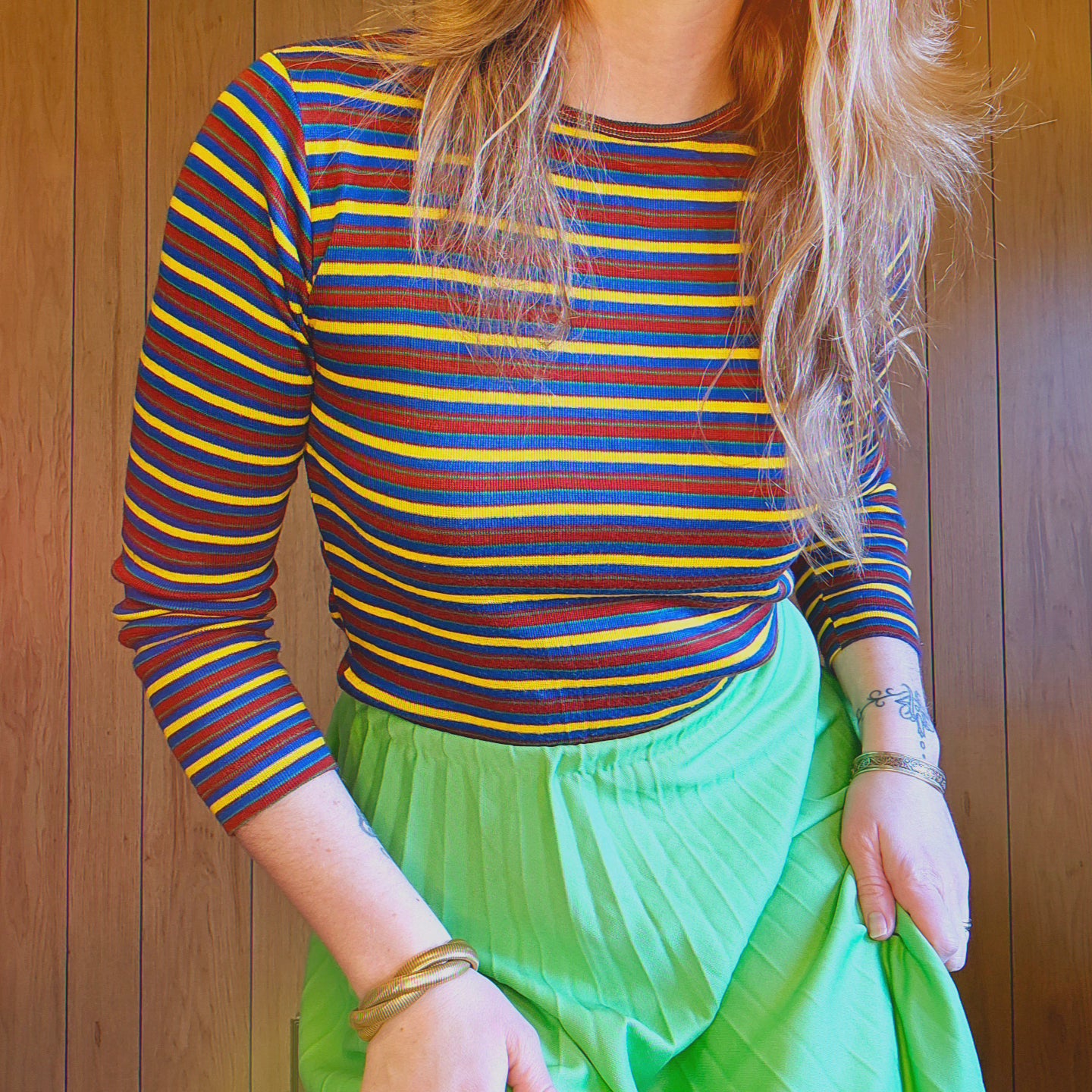 70s Striped Scoop Neck Top (S)