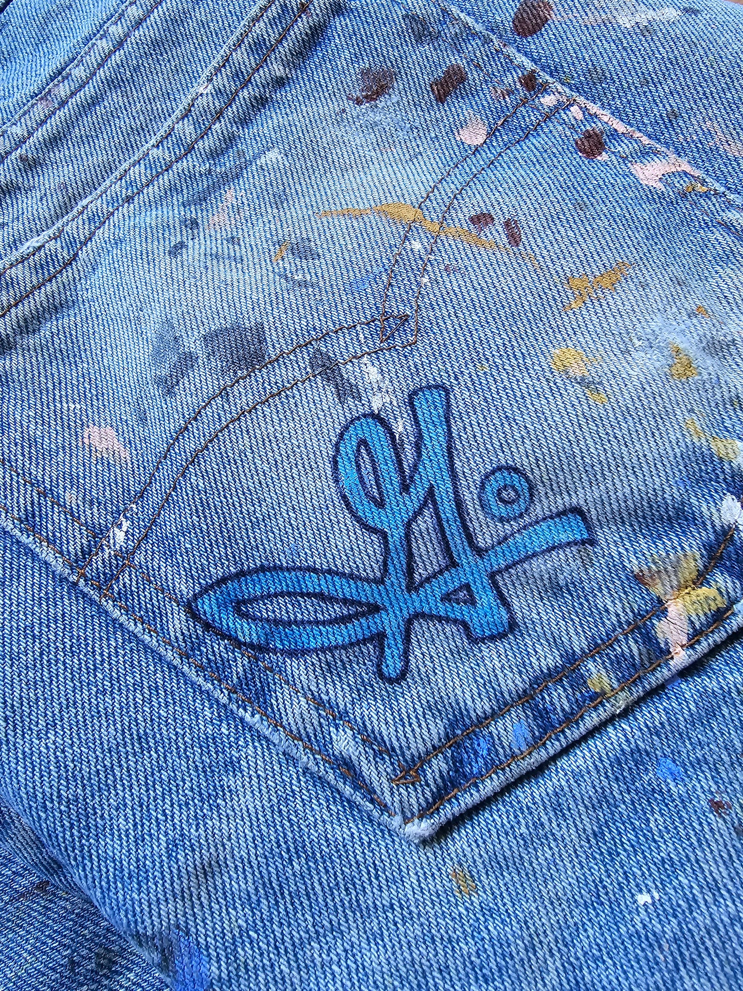 90s Levis Orange Tab Paint Spattered (S)