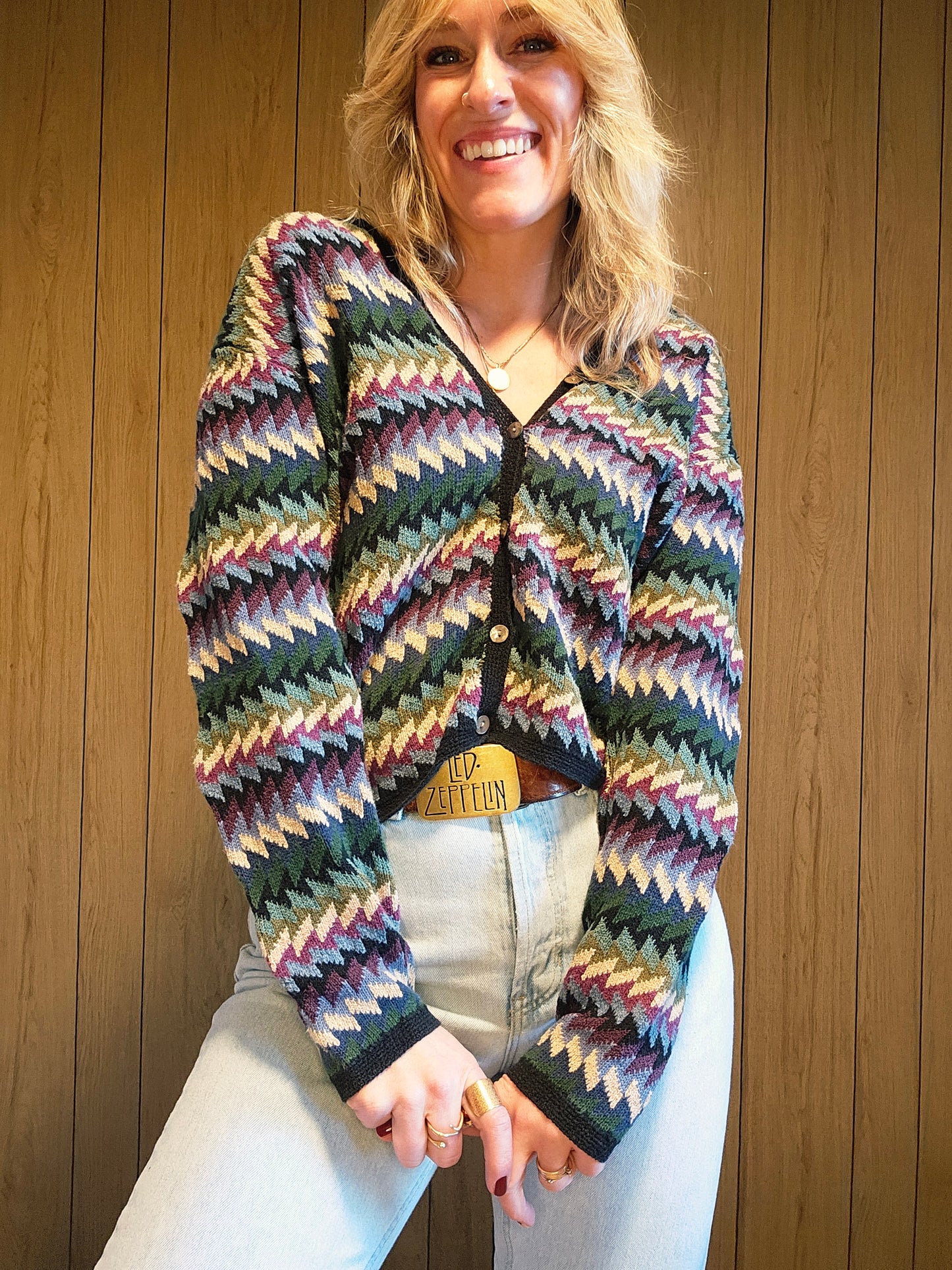 90s Slouchy Stripped Sweater (L)