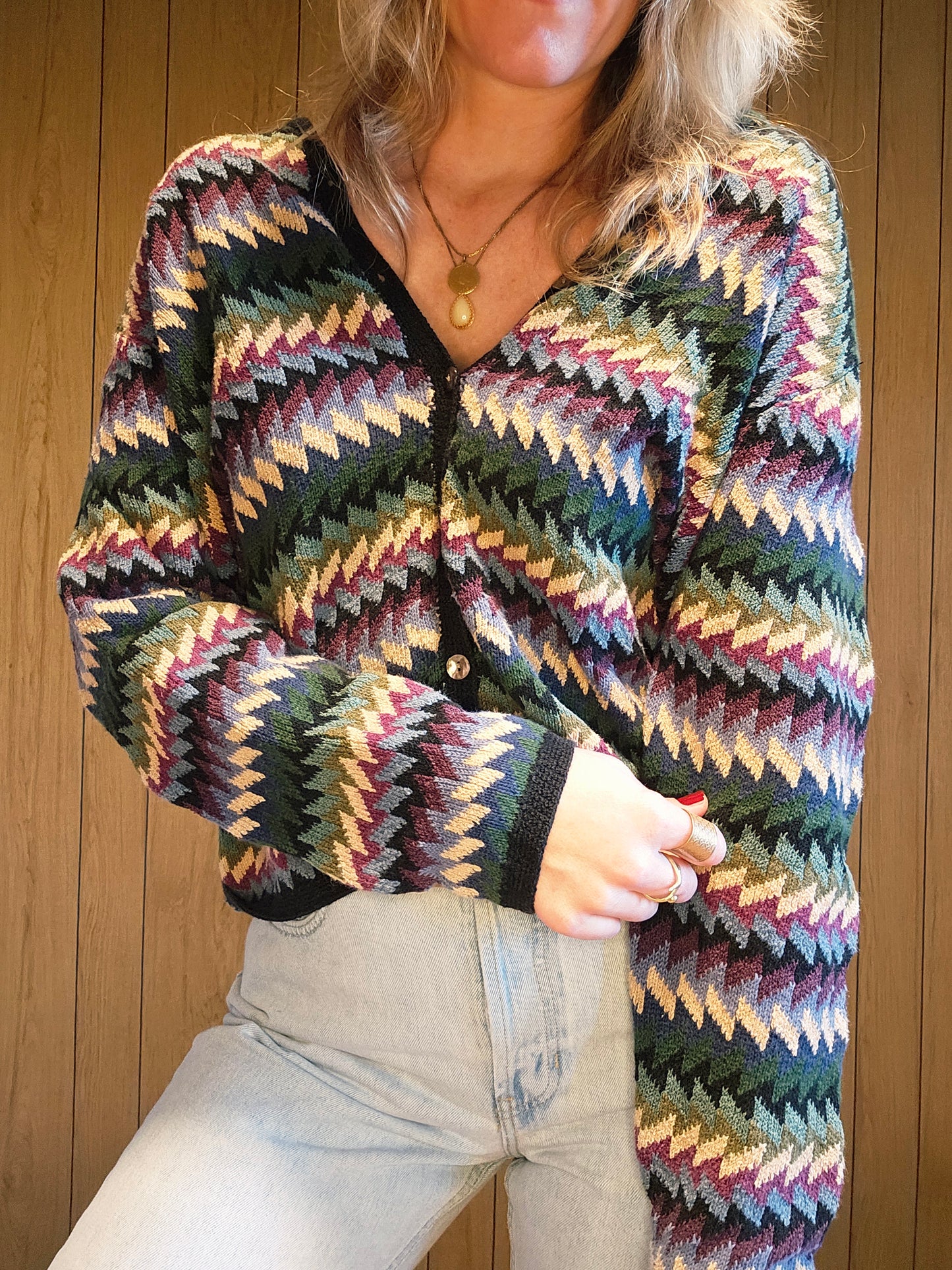 90s Slouchy Stripped Sweater (L)