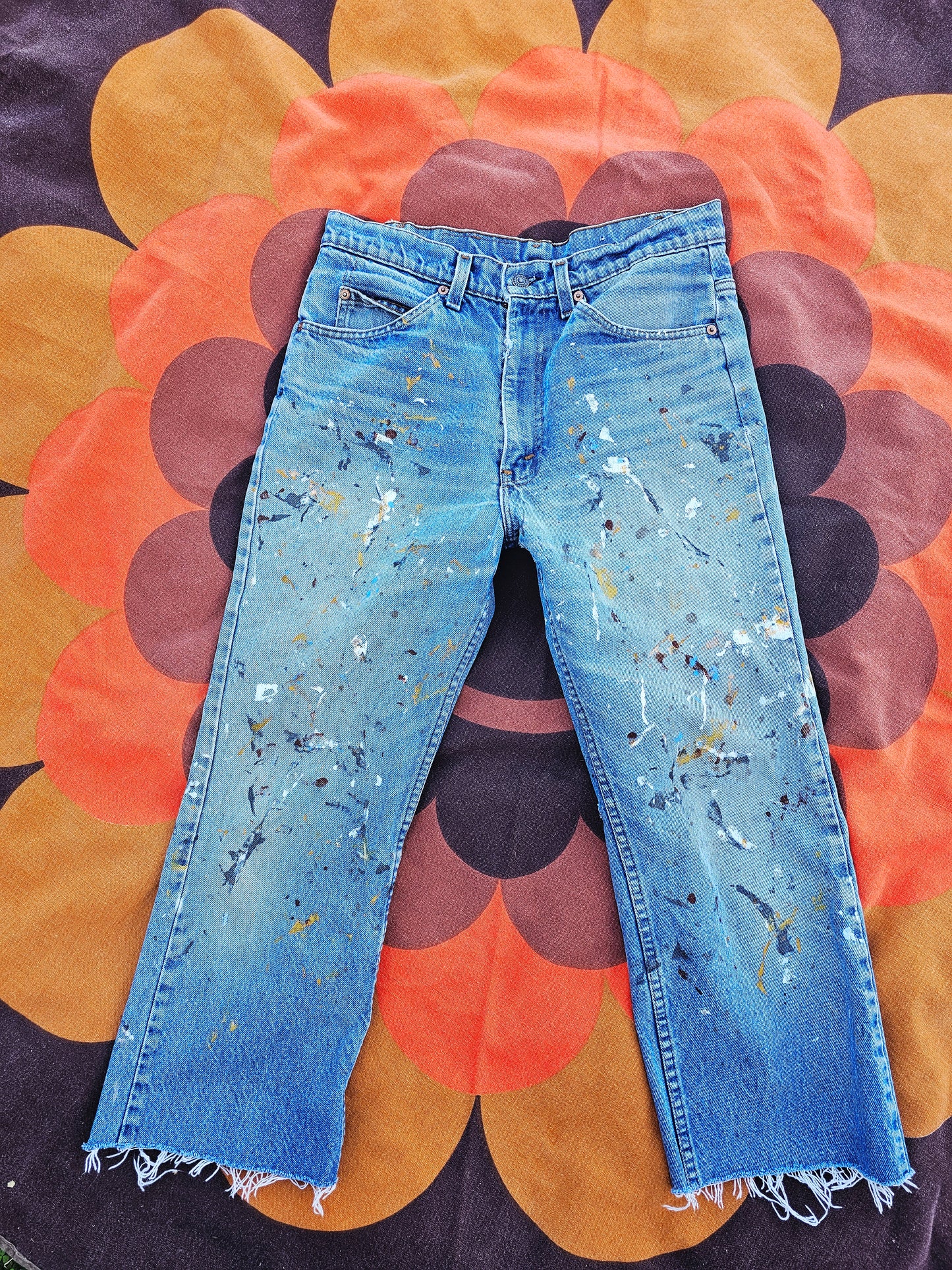 90s Levis Orange Tab Paint Spattered (S)