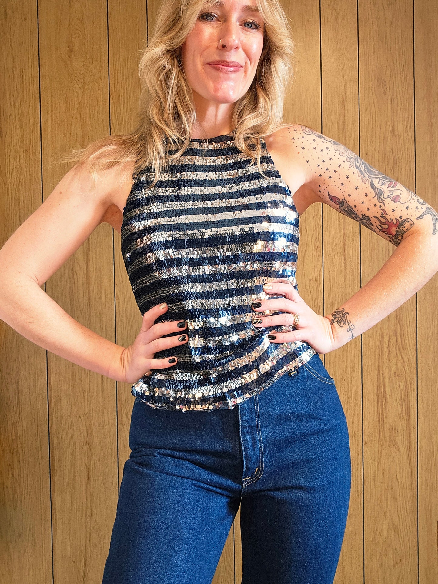 80s Modi Sequin Sleeveless Top (S/M)