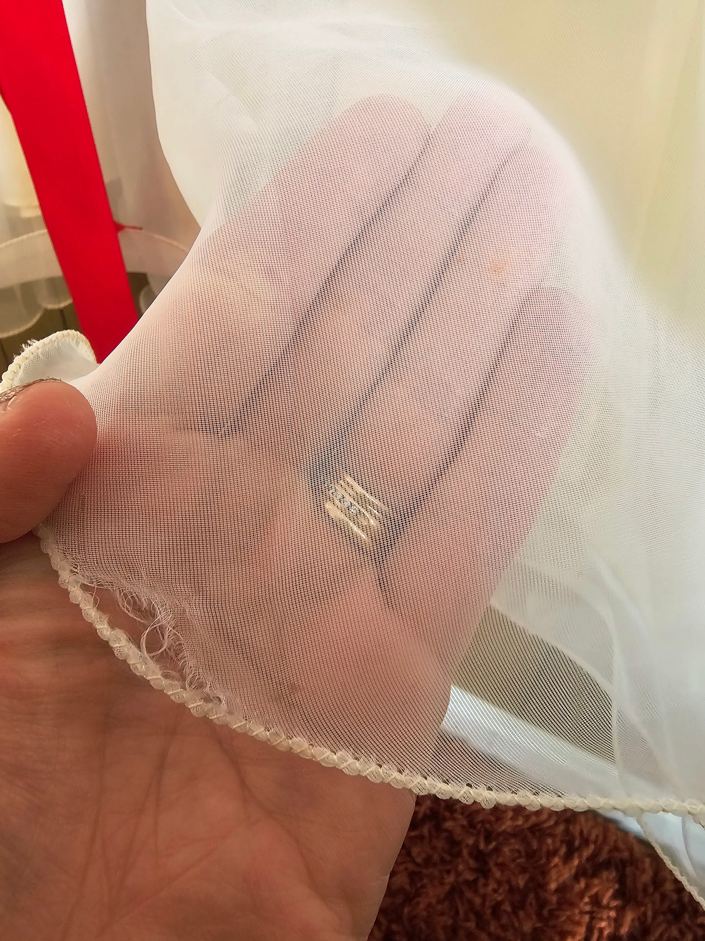 70s Romantic Red & White Dress (M)