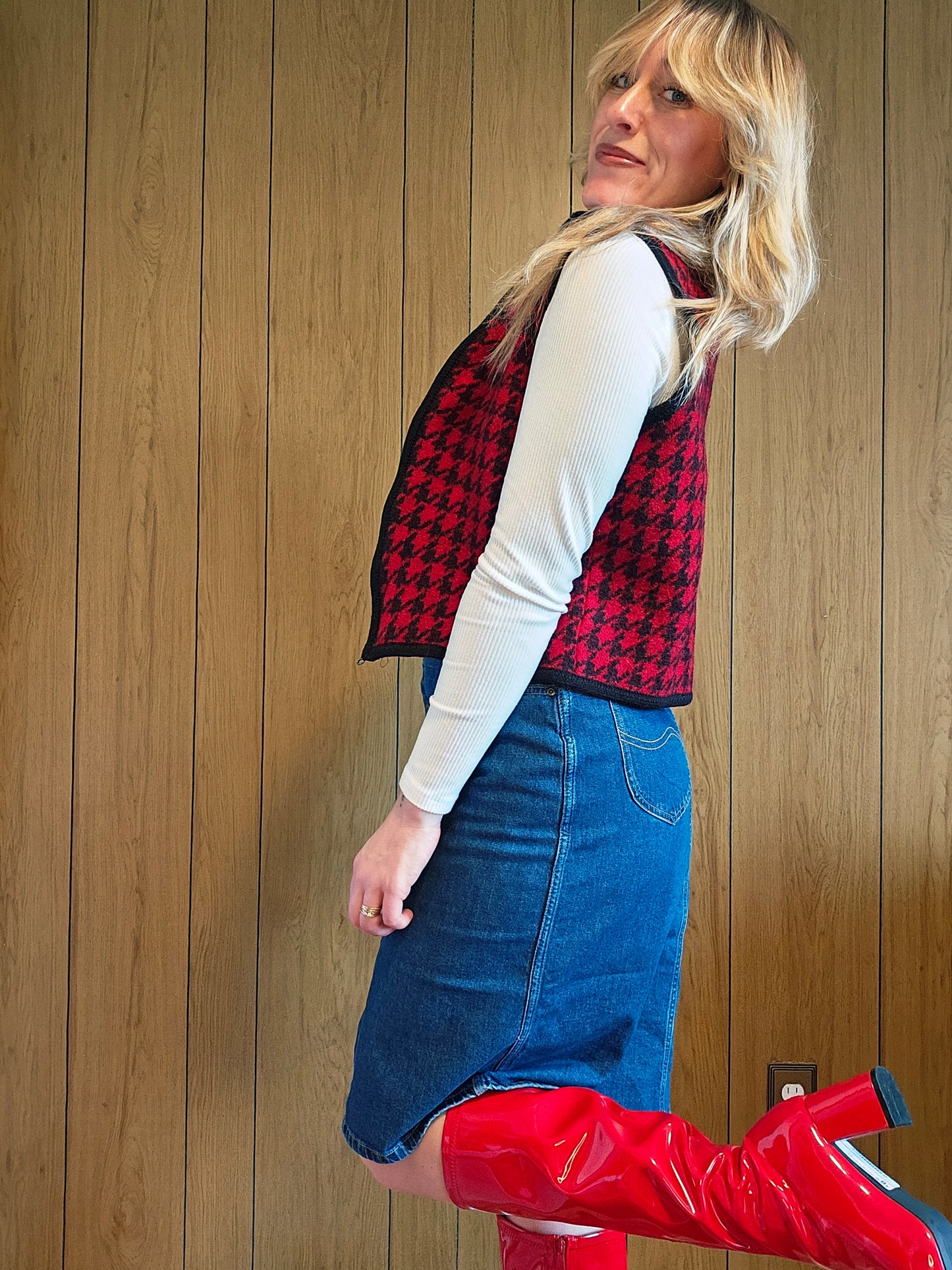 Vintage Houndstooth Vest (S)