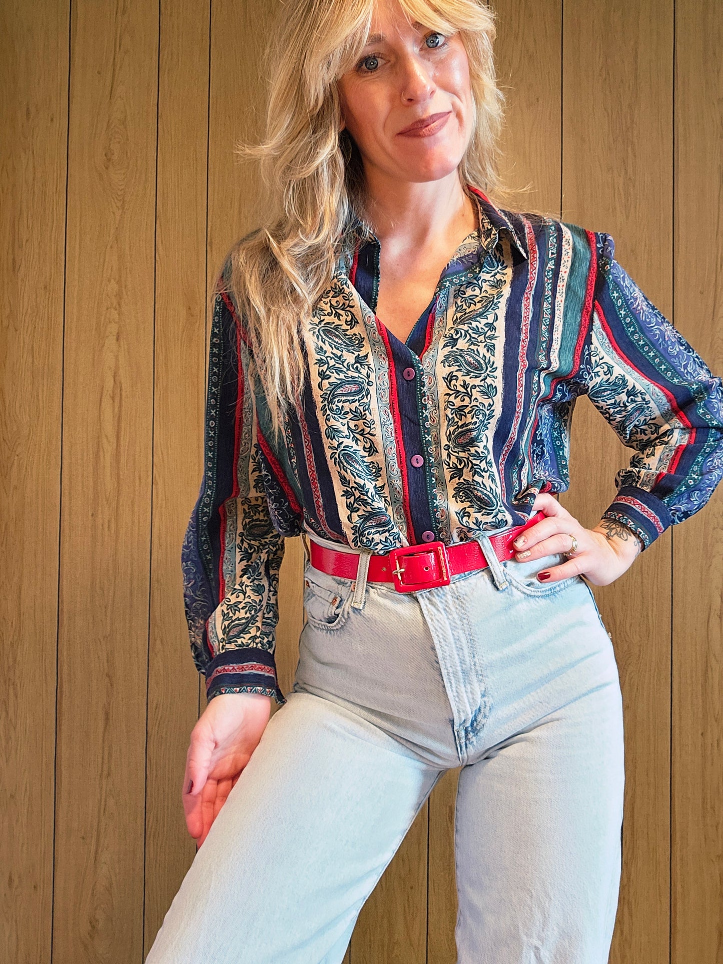 80s/90s TanJay Paisley Blouse (L)